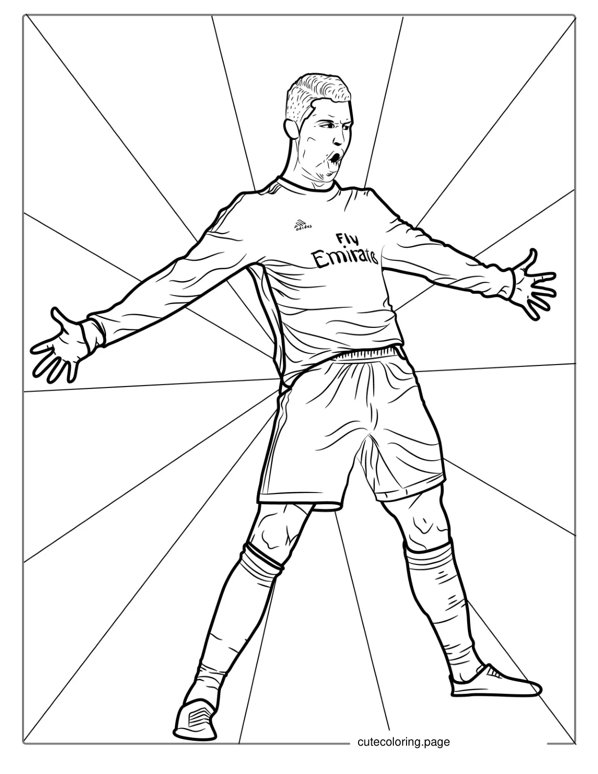 Ronaldo Celebrating After Goal To Color coloring page