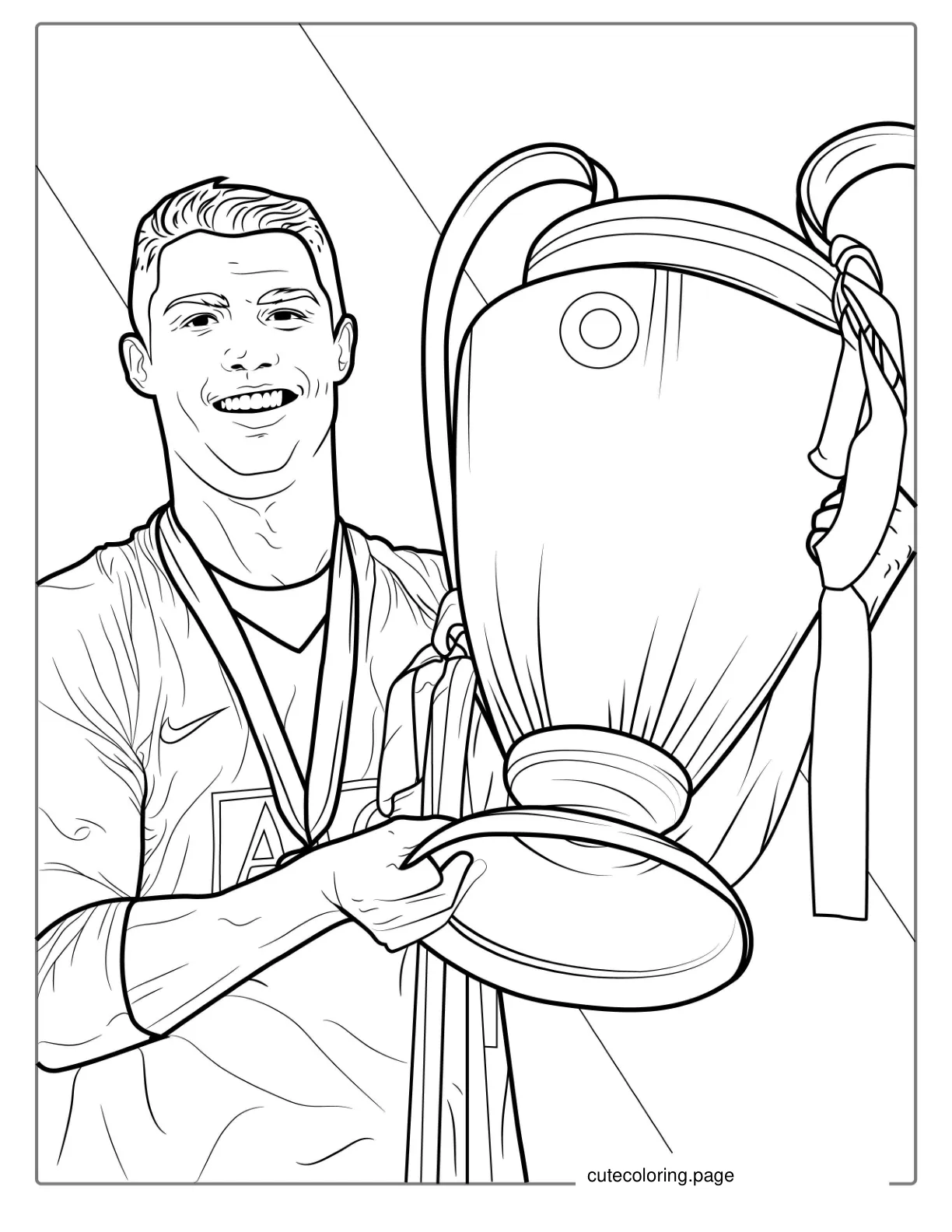 Ronaldo Holding Trophy Coloring Page coloring page