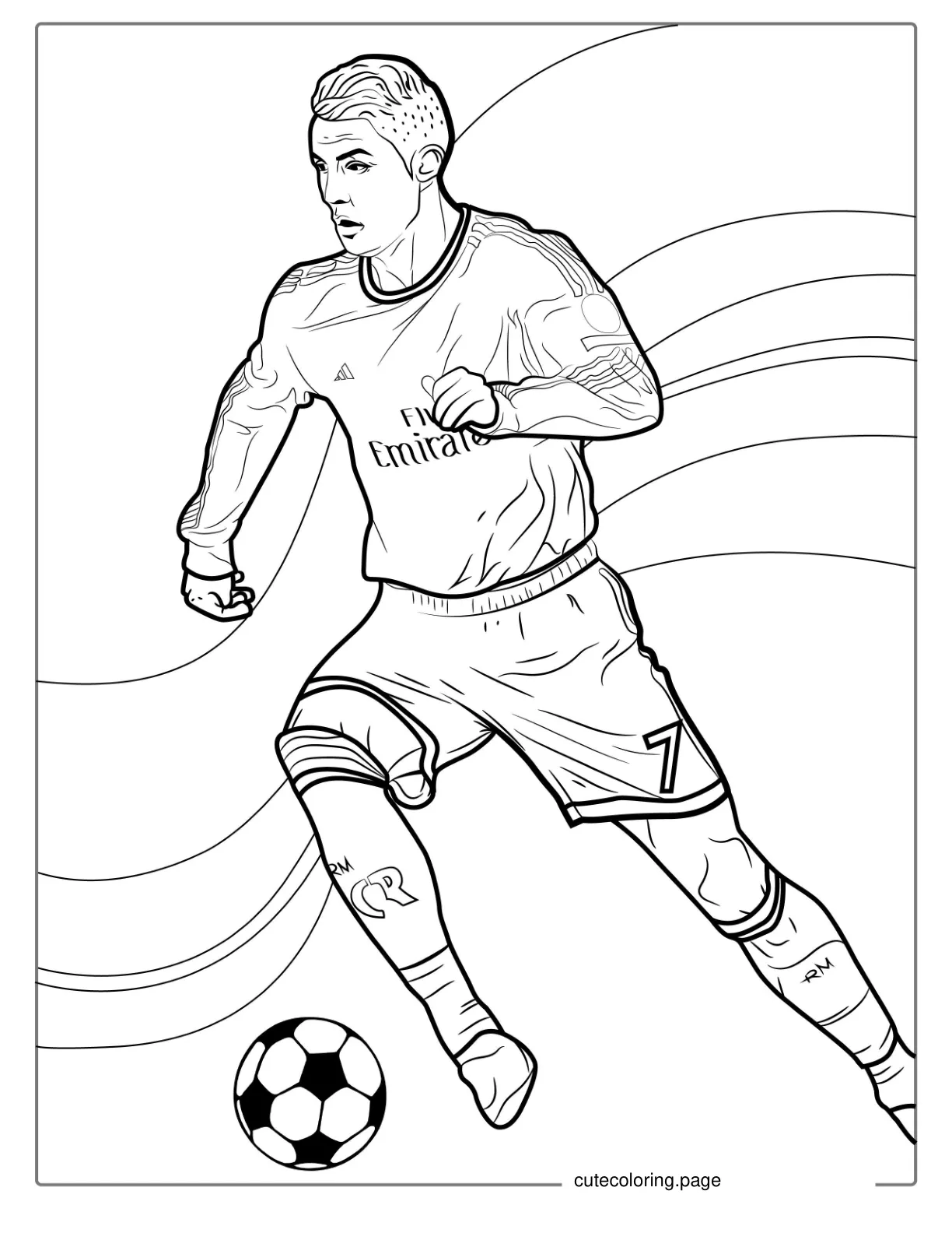 Ronaldo On Field Running To Color coloring page