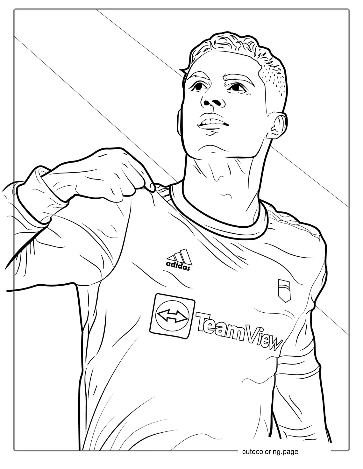 Ronaldo Scoring Goal Coloring For Kids coloring page