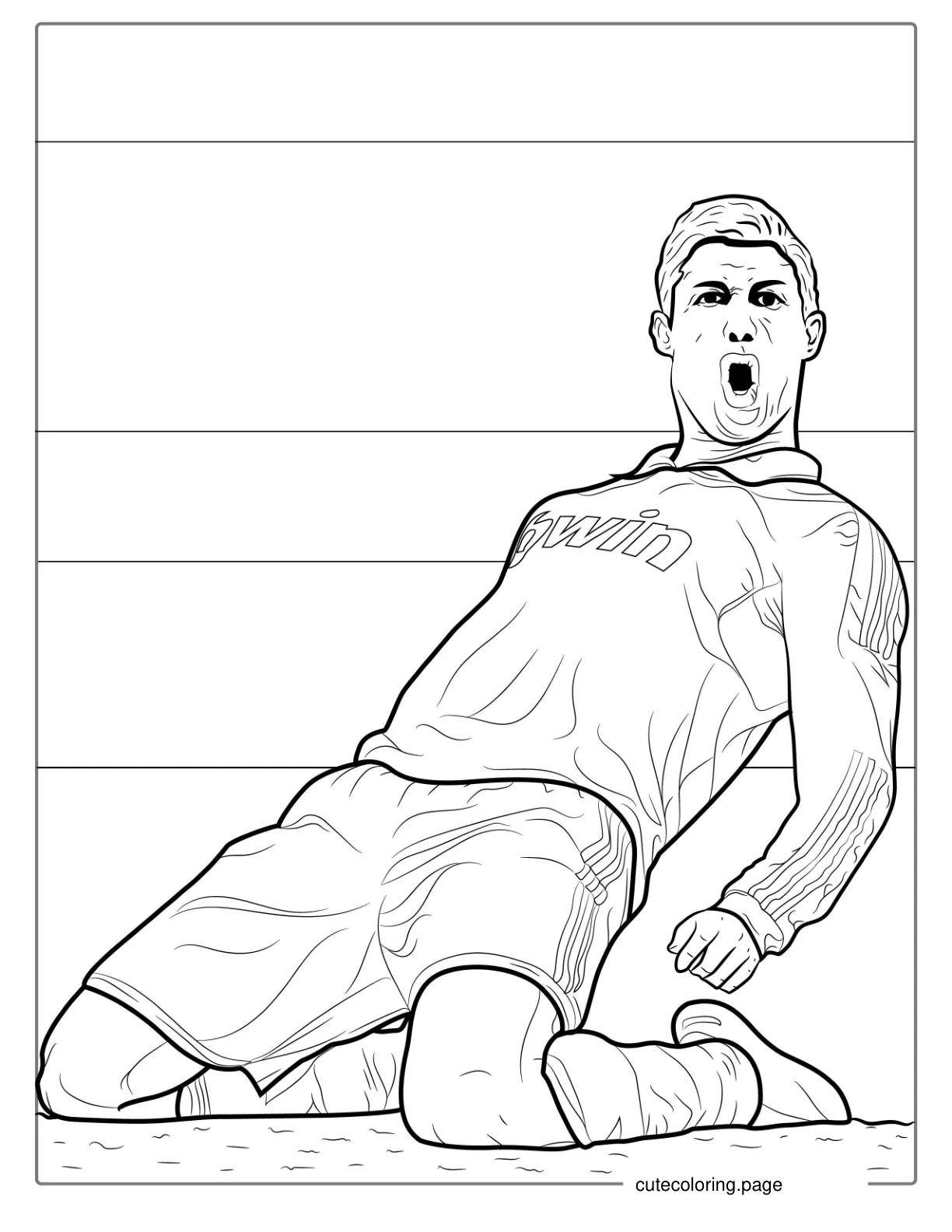 Ronaldo Sliding On Field Coloring In coloring page