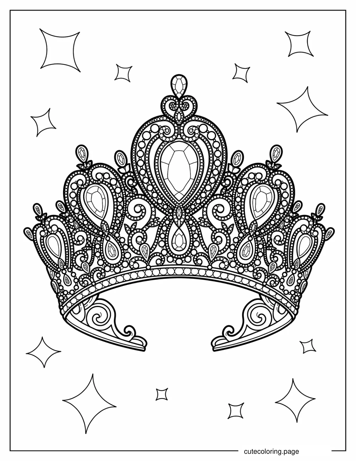 Big Realistic Crown Coloring Page coloring page