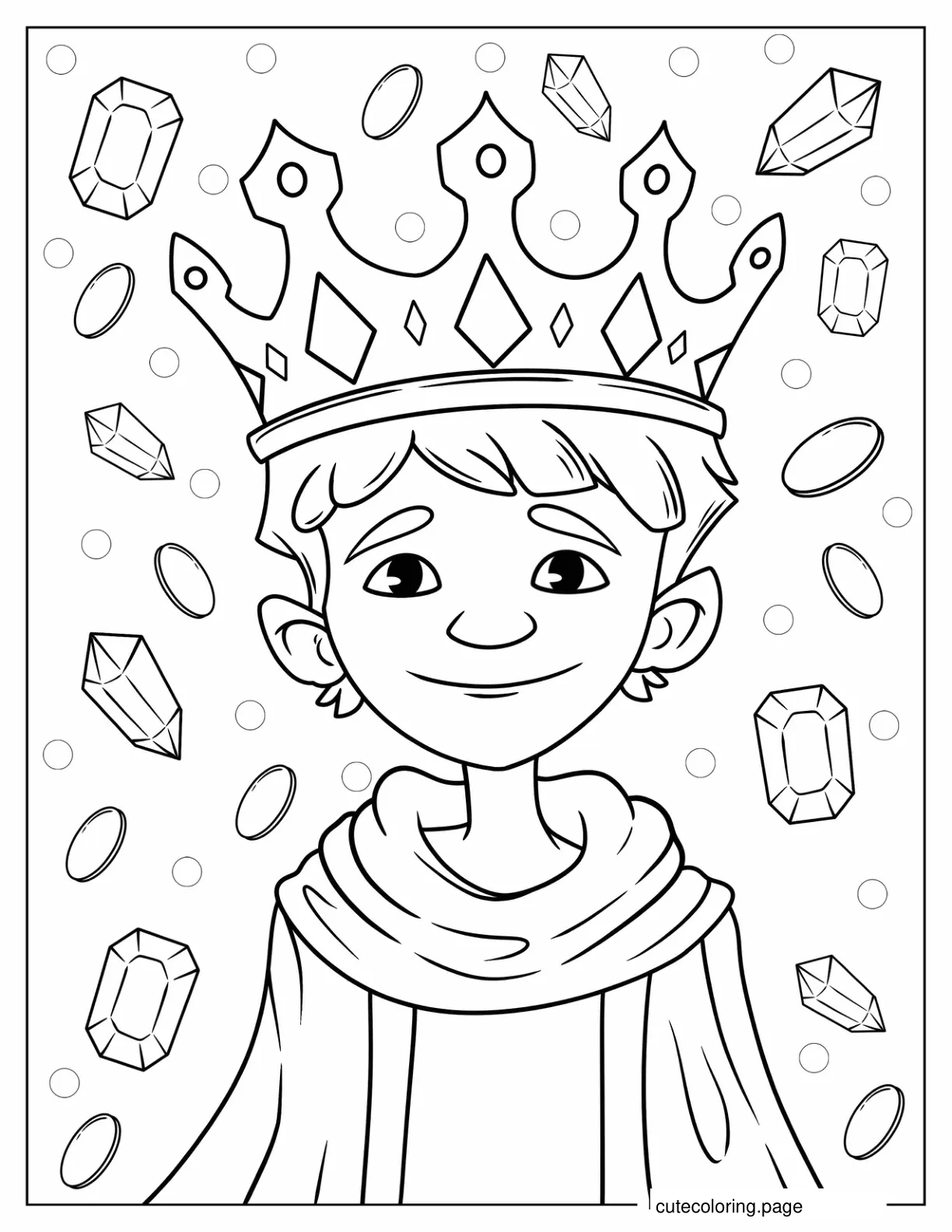 Boy Wearing Crown Coloring In For Preschoolers coloring page