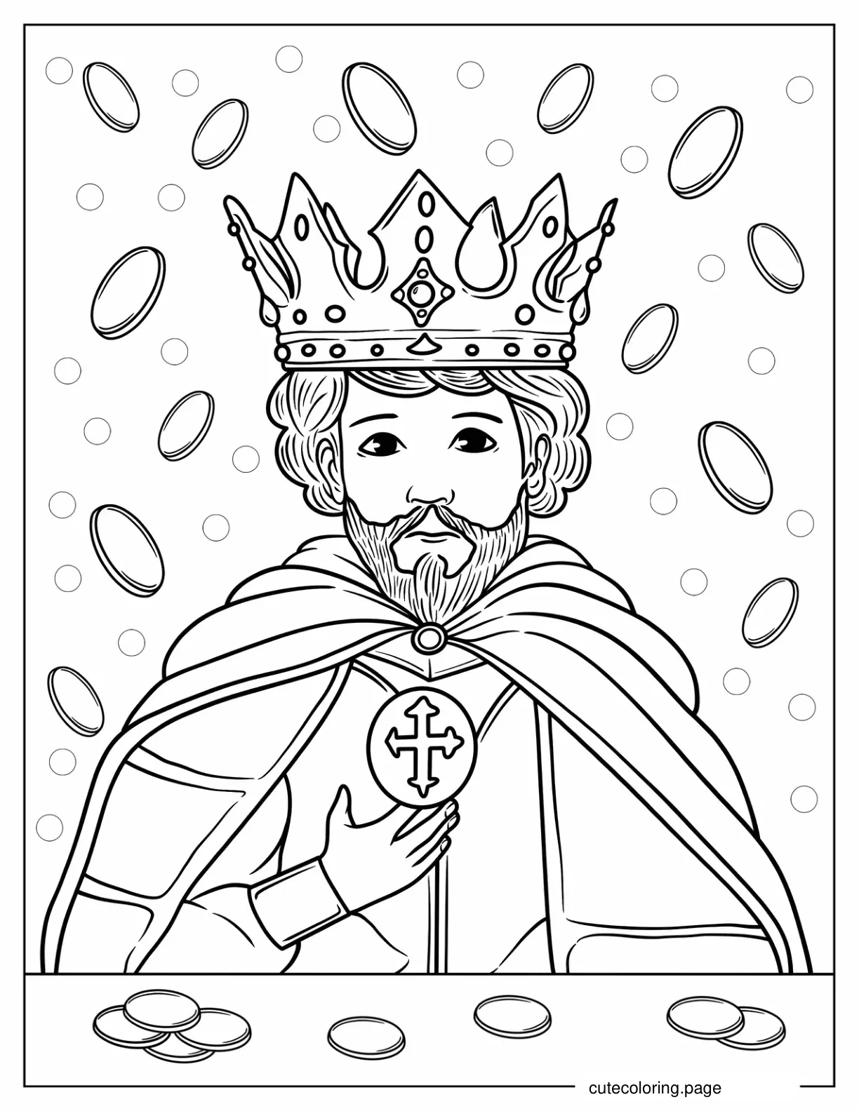 Coloring Sheet Of King Wearing Crown coloring page