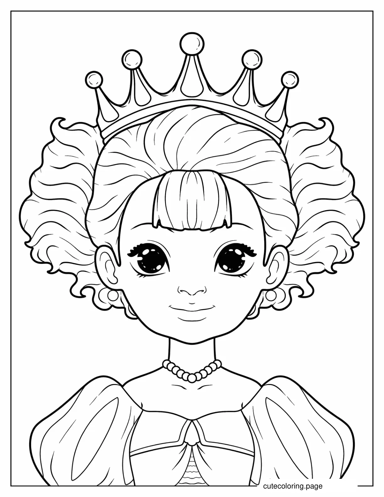 Cute Princess Wearing Simple Crown Coloring Sheet coloring page