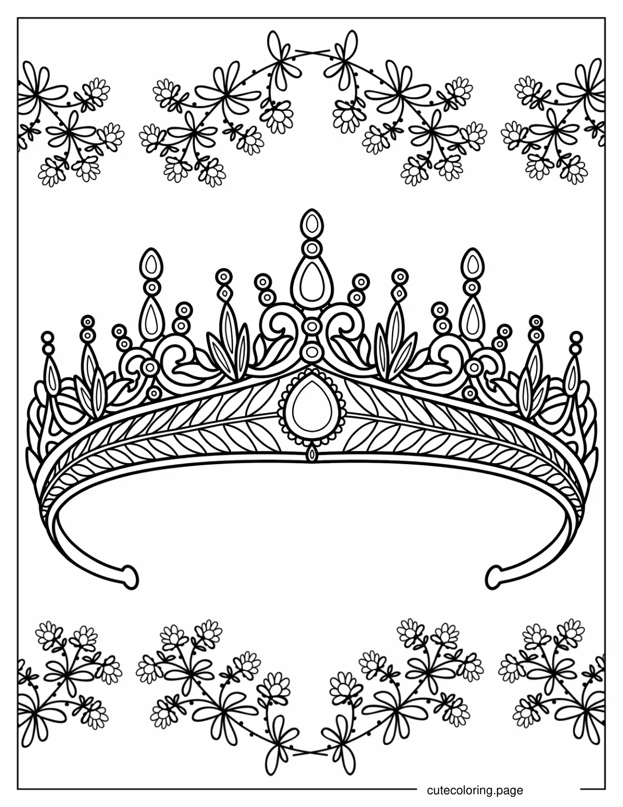 Elegant Crown Coloring Sheet coloring page