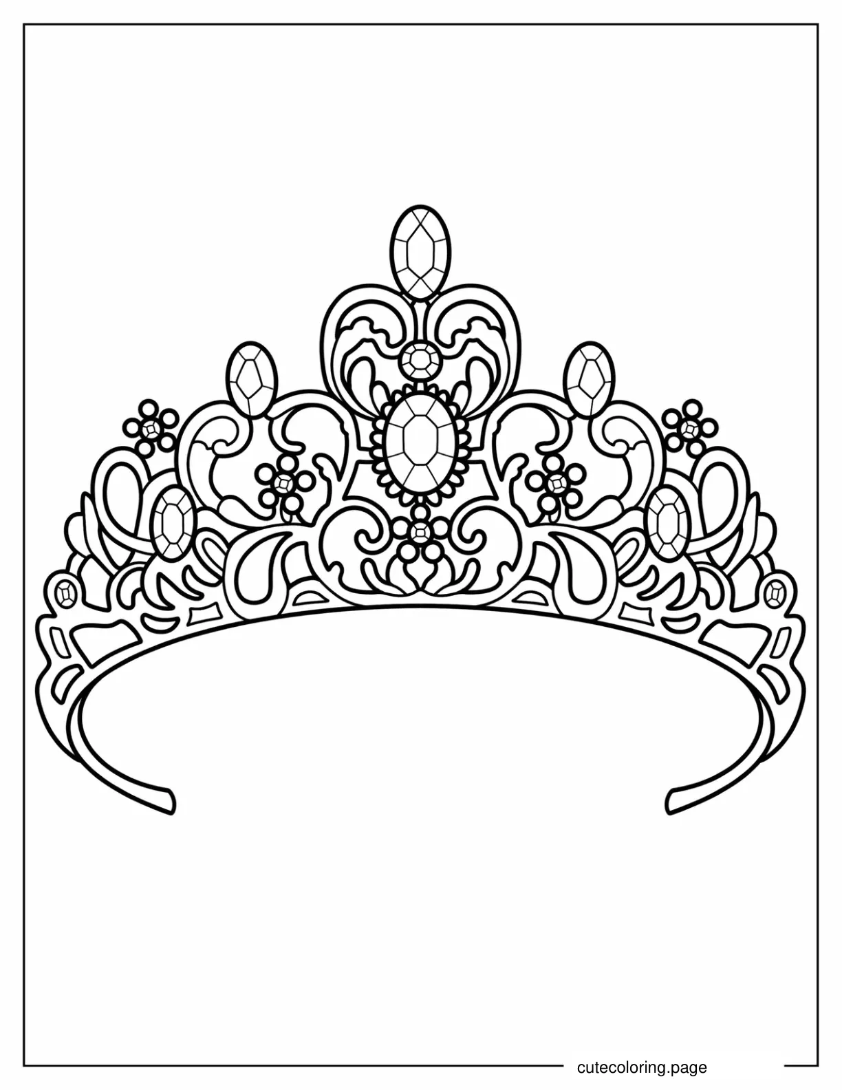 Intricate Crown With Gems Coloring Sheet coloring page