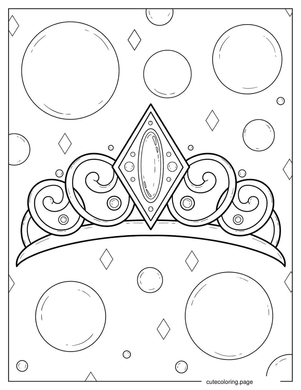 Kawaii Crown Coloring Page For Kids coloring page