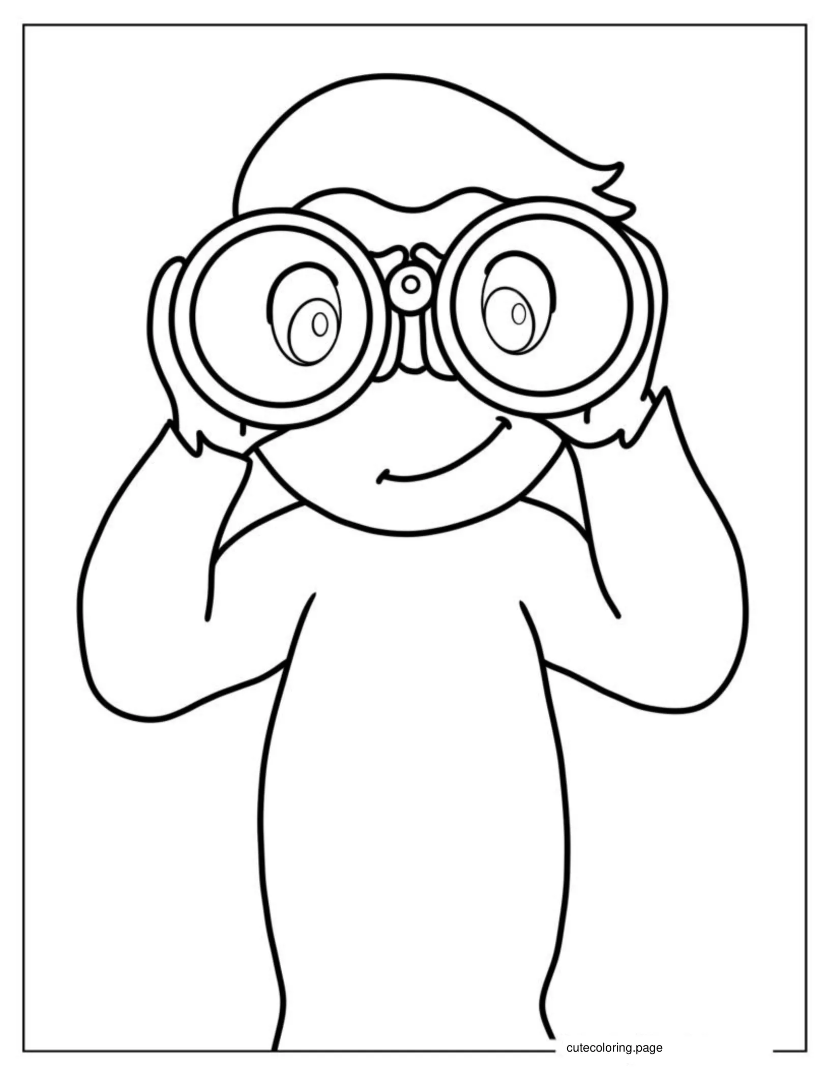 Coloring Page Of Curious George Looking Through Binoculars coloring page