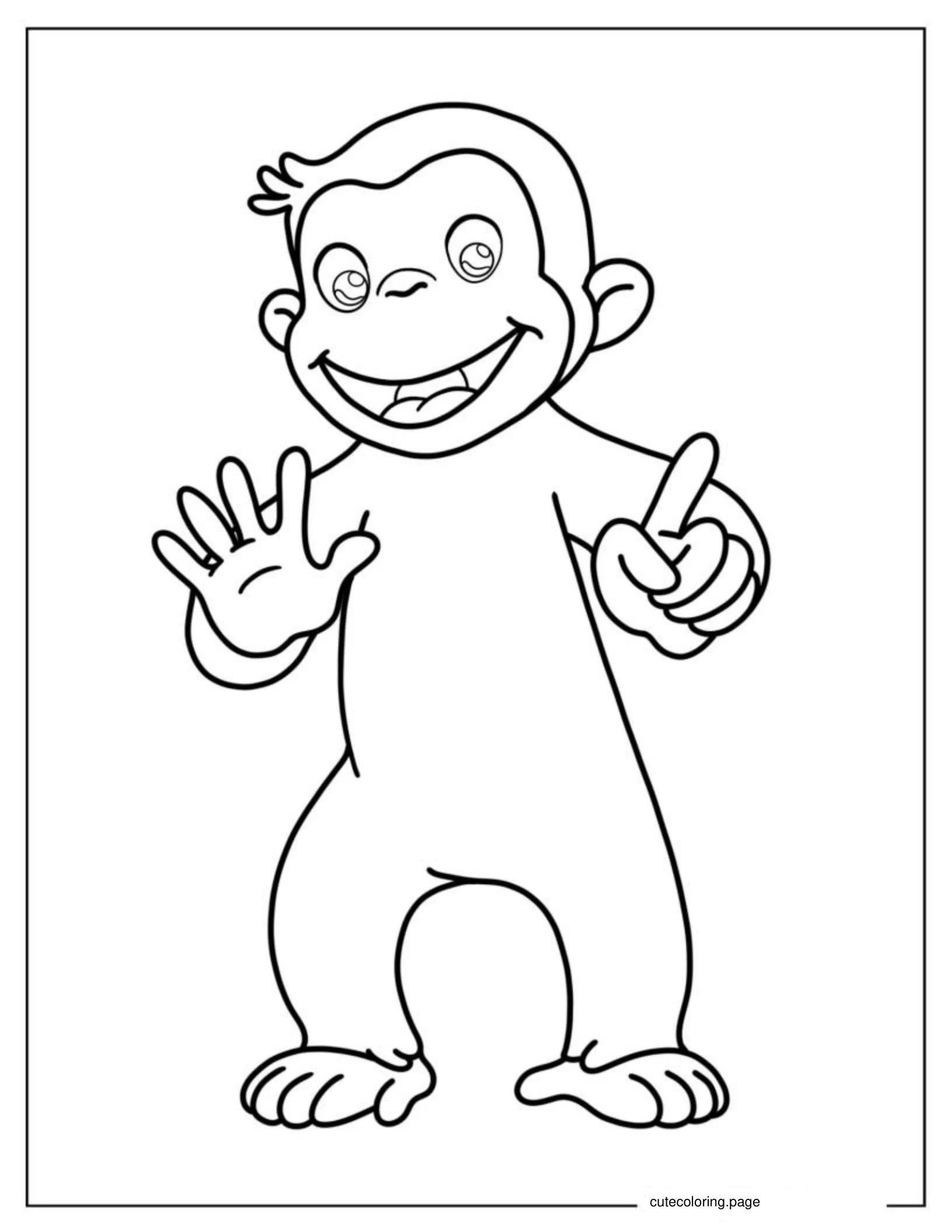 Easy Outline Of Curious George coloring page