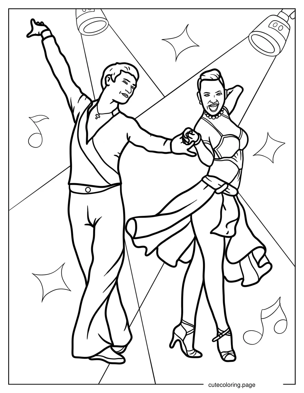 Couple Dancing Cha Cha Coloring In coloring page