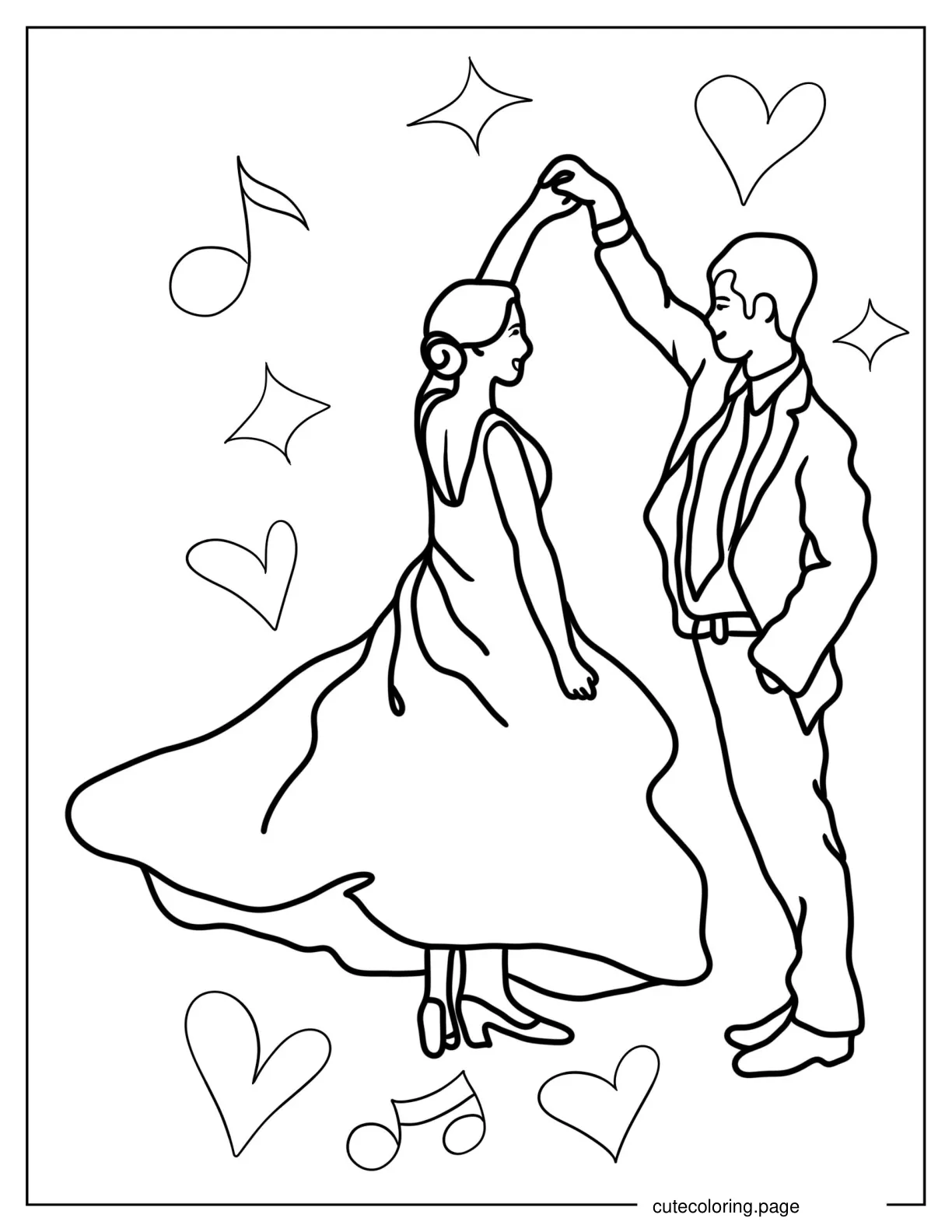 Couple Dancing During Wedding coloring page