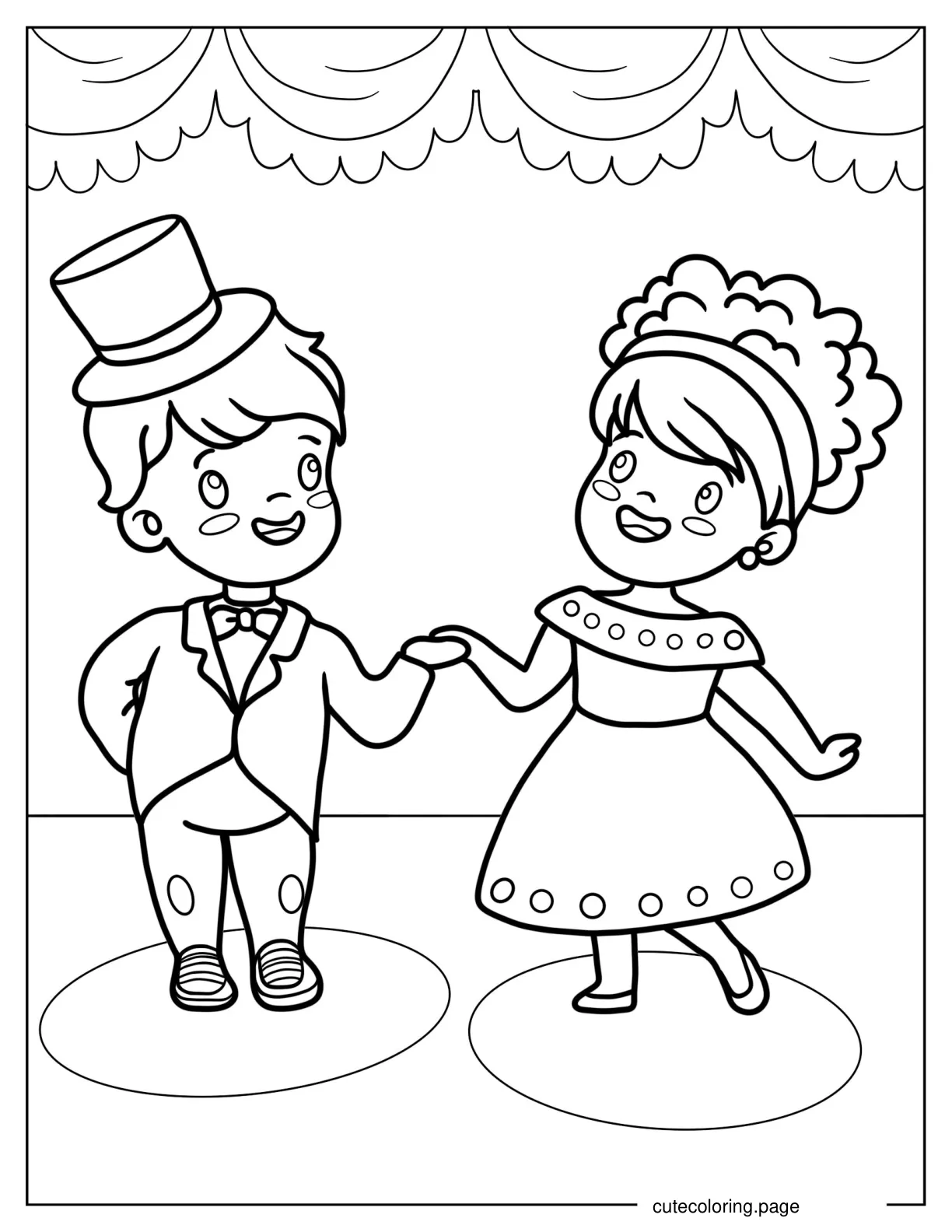 Cute Chibi Couple Waltzing coloring page