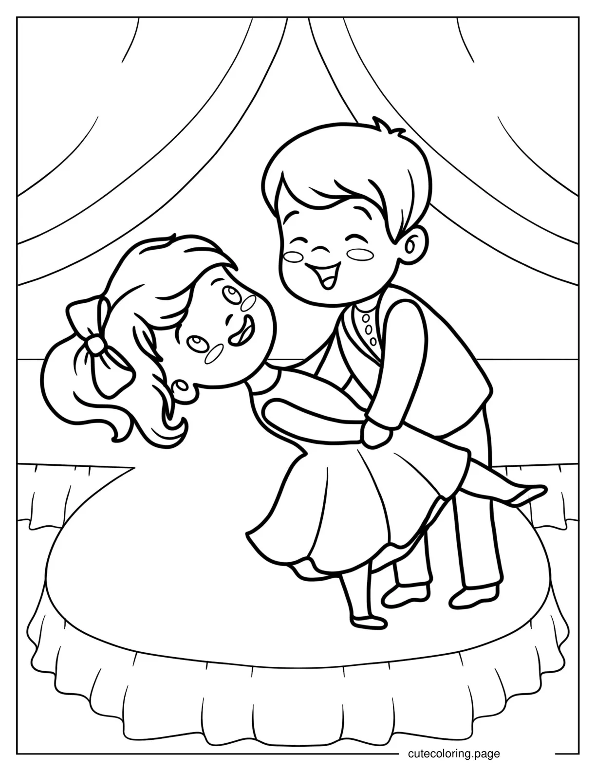 Kawaii Couple Ballroom Dancing coloring page