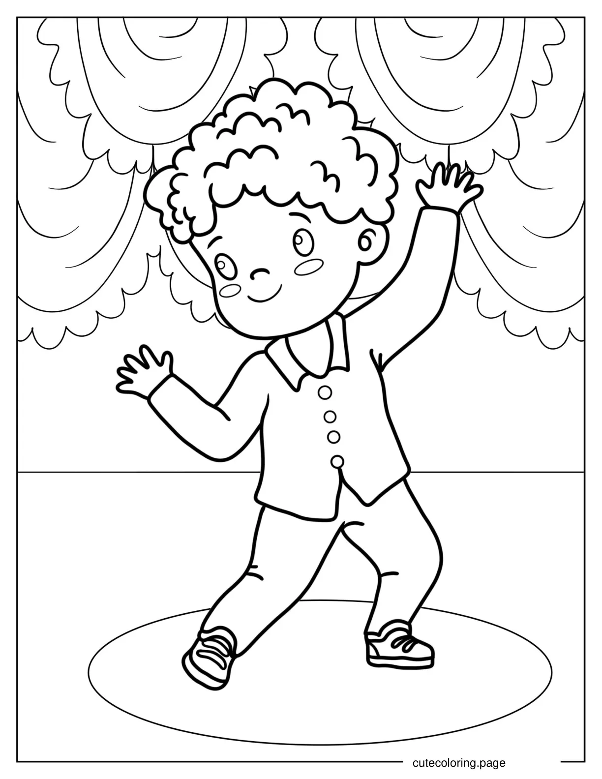 Outline of Boy Dancing for Preschoolers coloring page