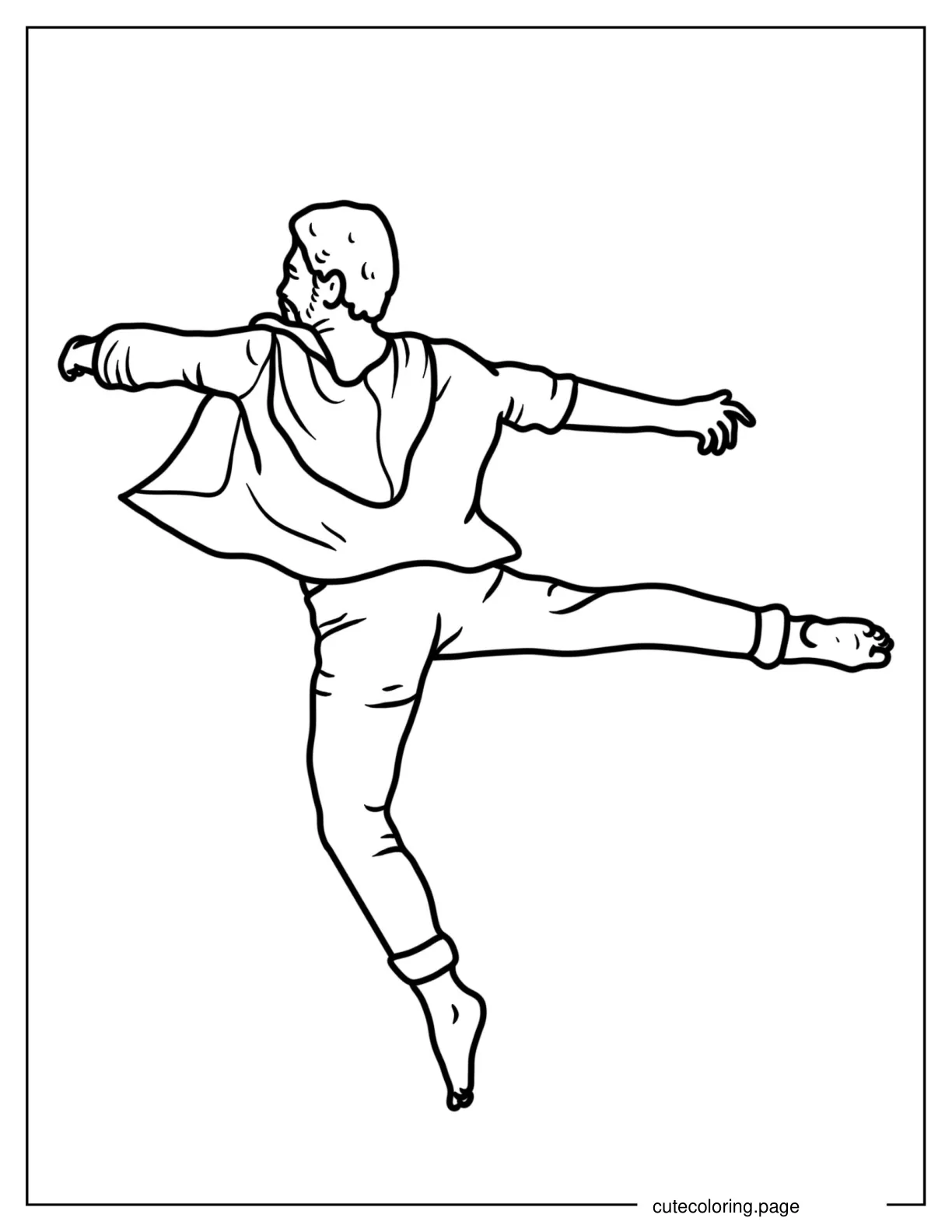 Simple Outline of Man Performing Contemporary Dance coloring page