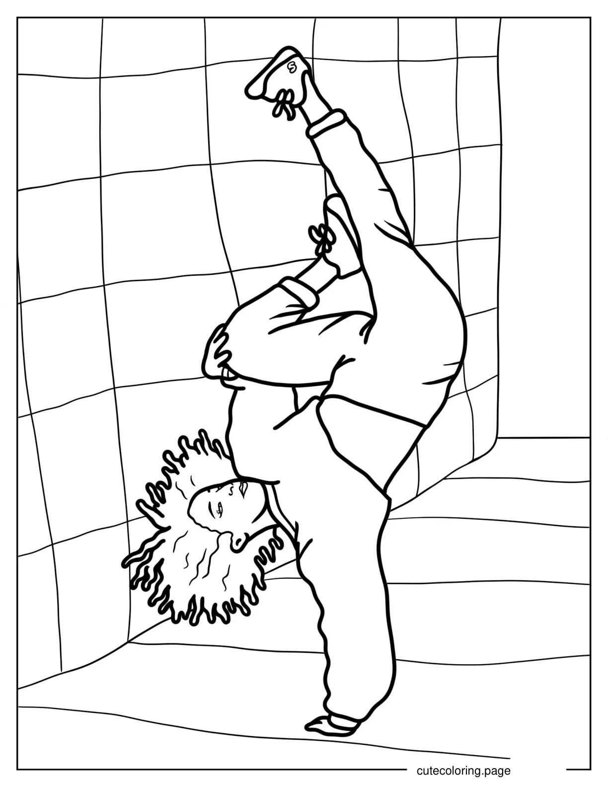 Woman Breakdancer Doing Handstand coloring page