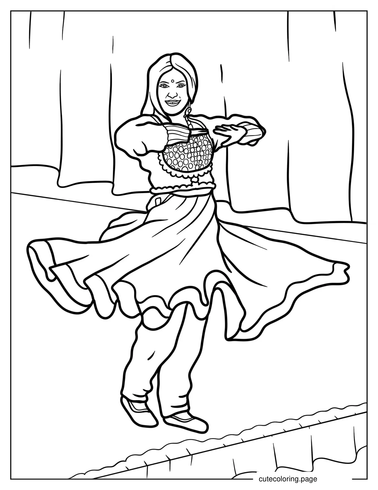 Woman Dancing North Indian Classical Dance Kathak coloring page