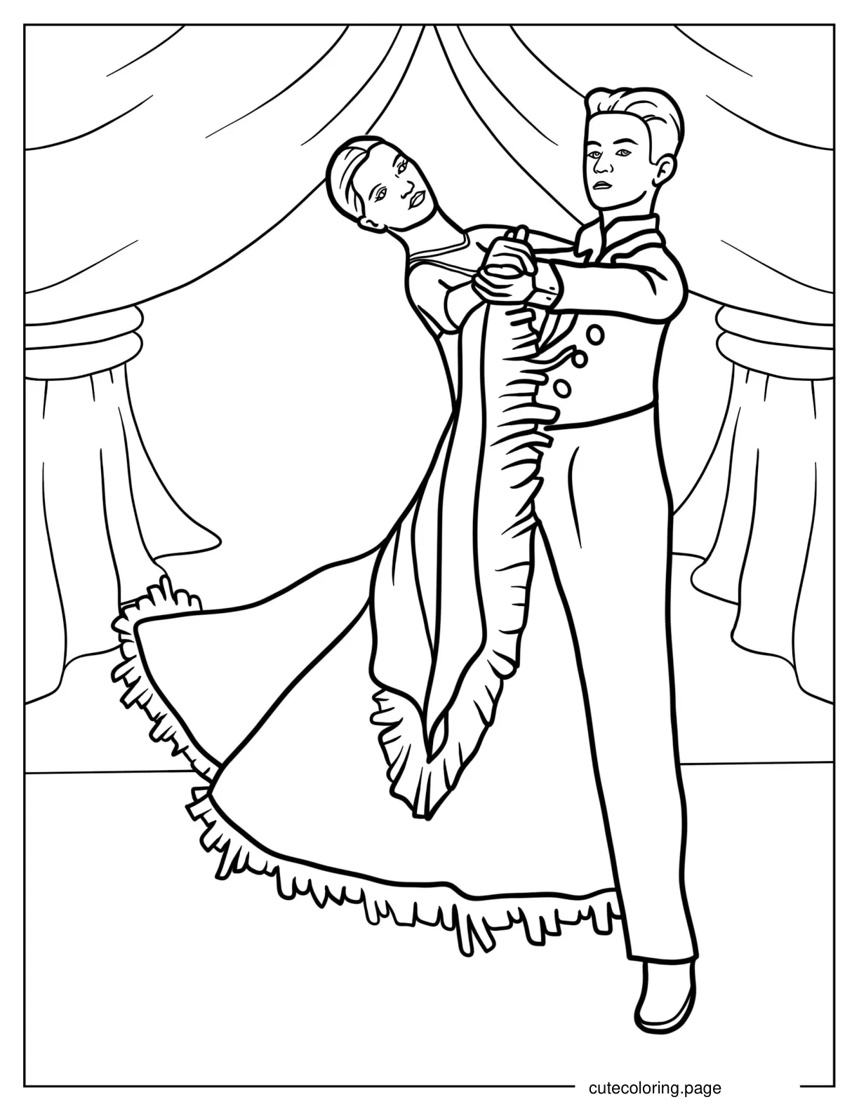 Young Dancers Doing Waltz coloring page