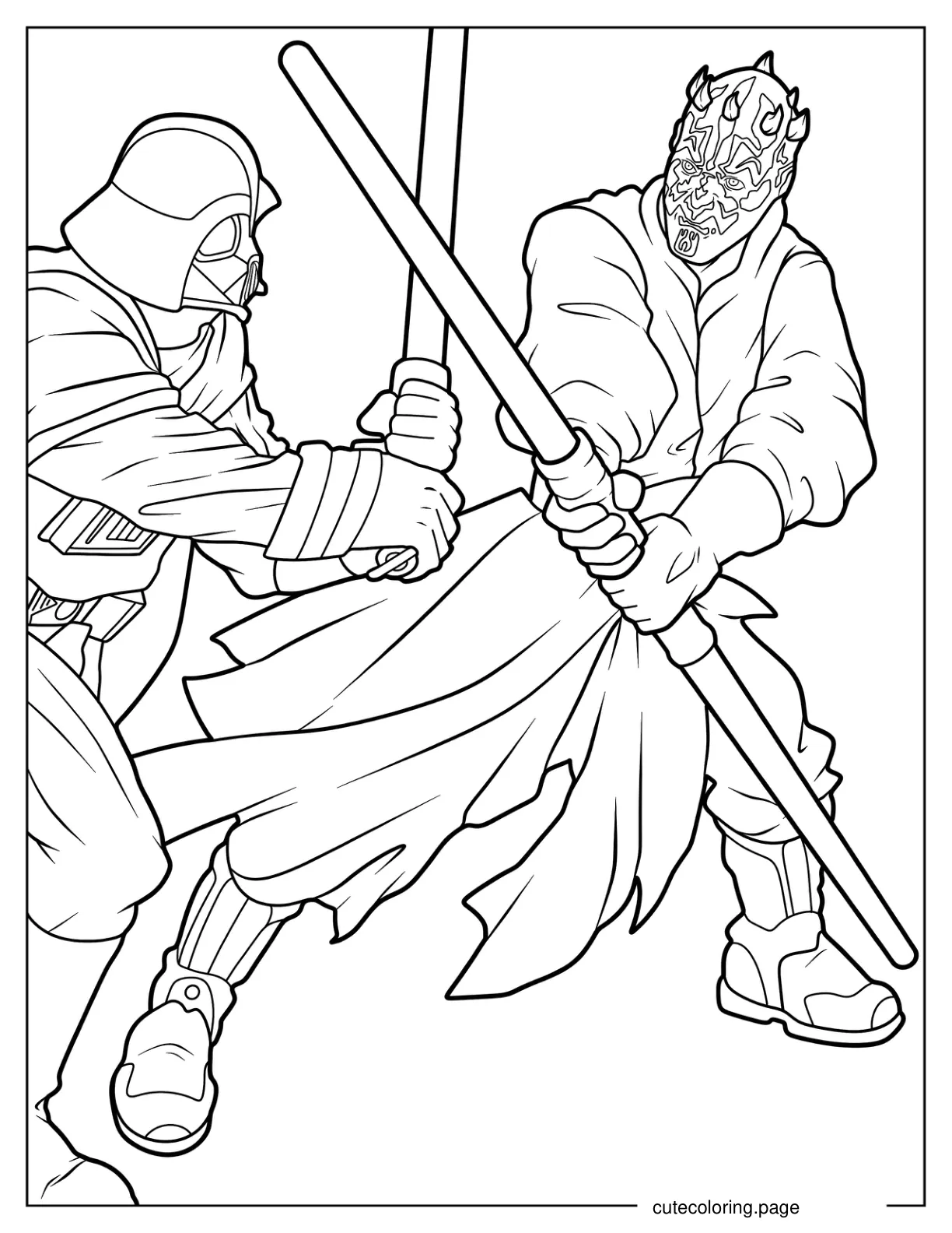 Darth Vader Fighting Darth Maul coloring page