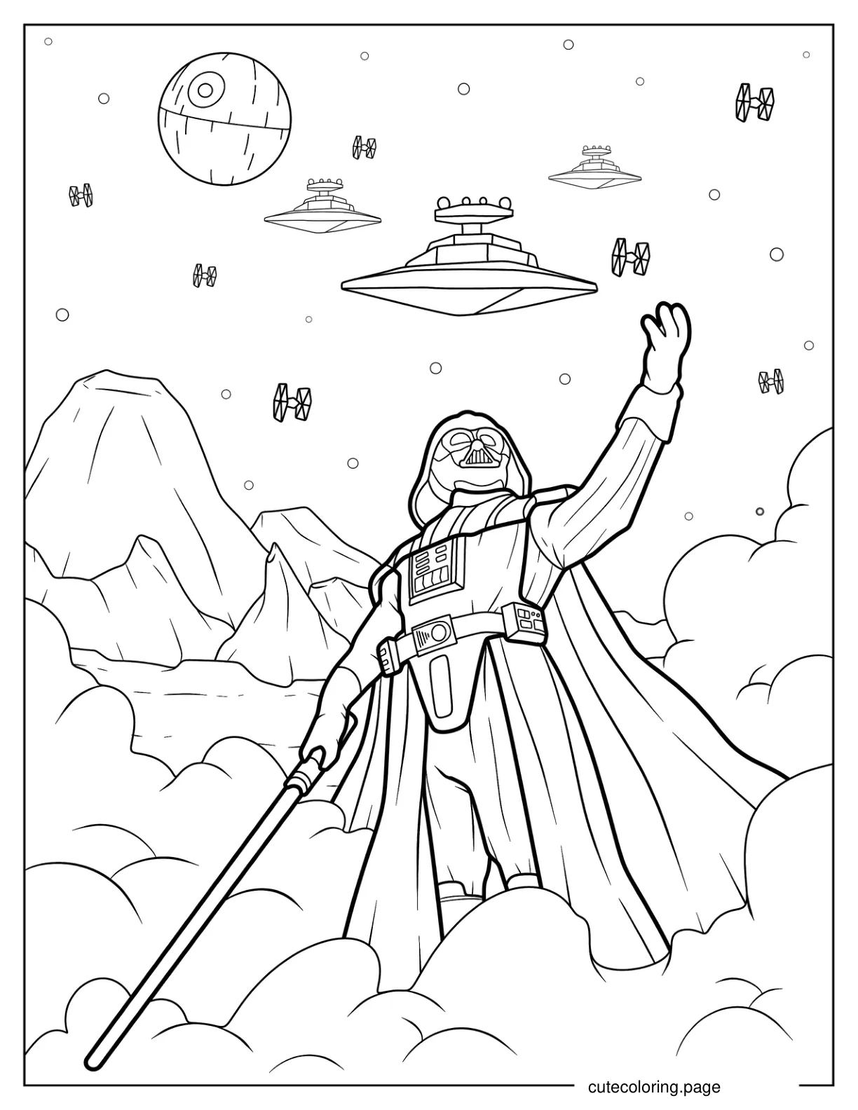 Darth Vader Fighting In Space Coloring Page coloring page