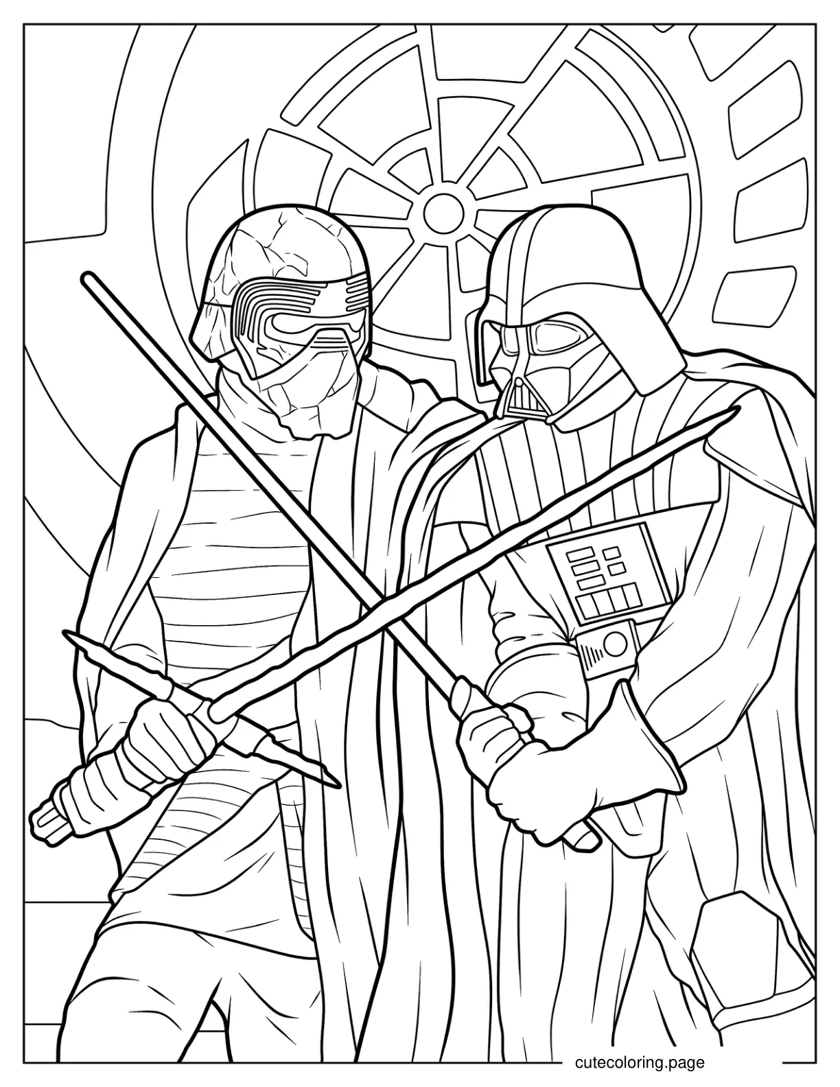 Darth Vader With Kylo Ren Coloring Sheet coloring page