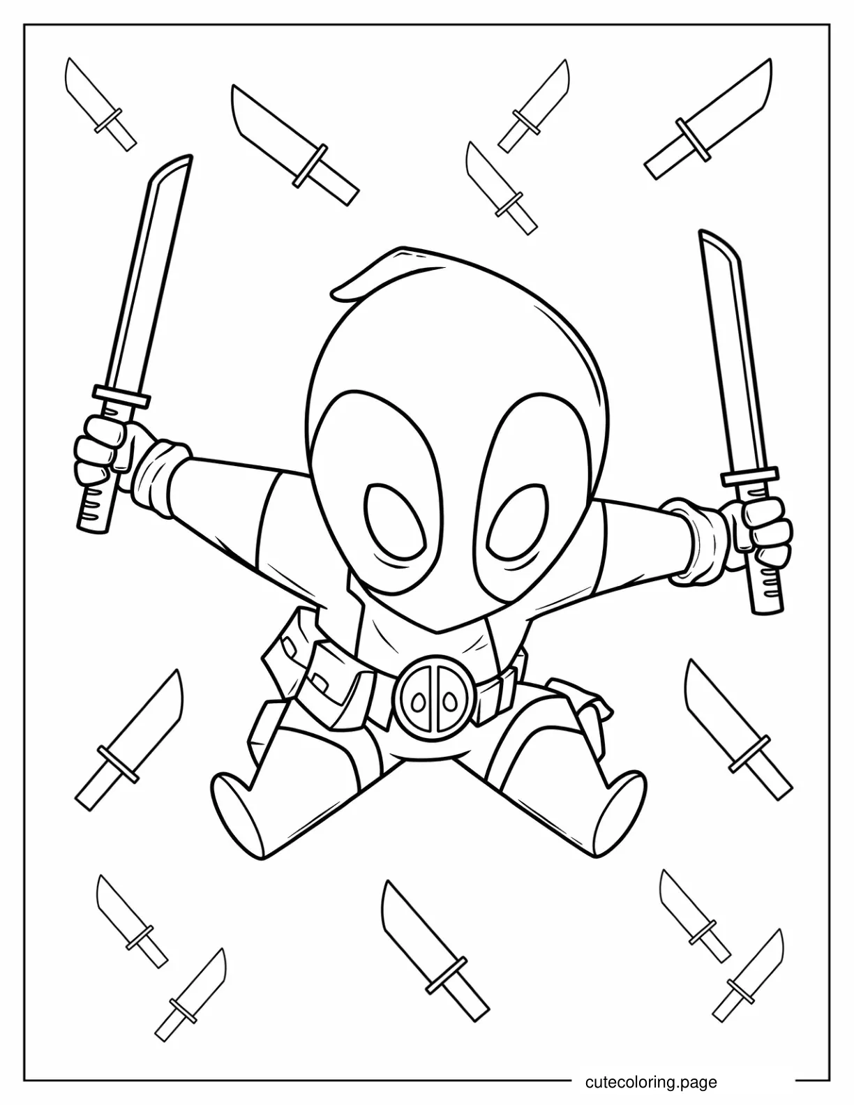 Chibi Deadpool Coloring Page coloring page