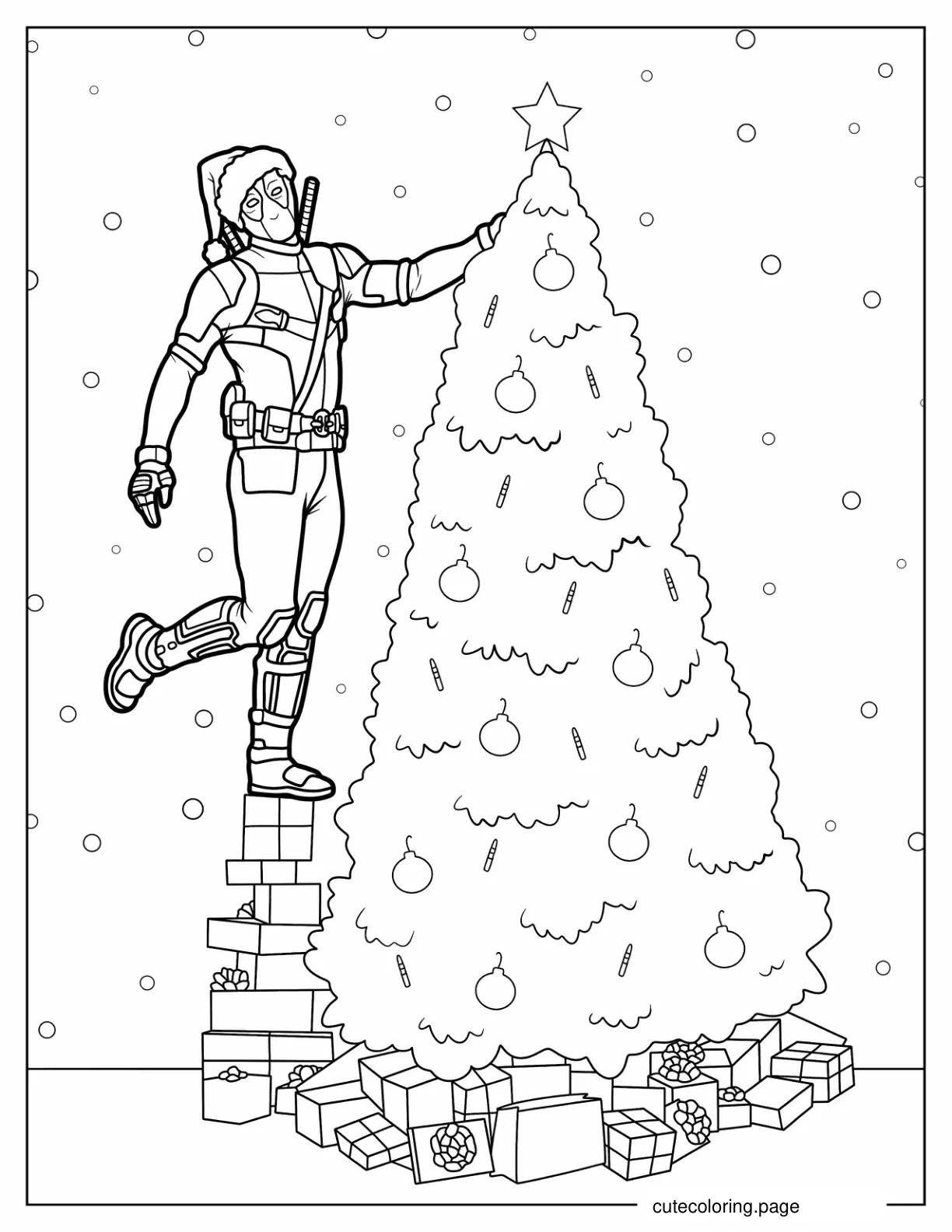 Christmas Themed Deadpool Coloring Page coloring page