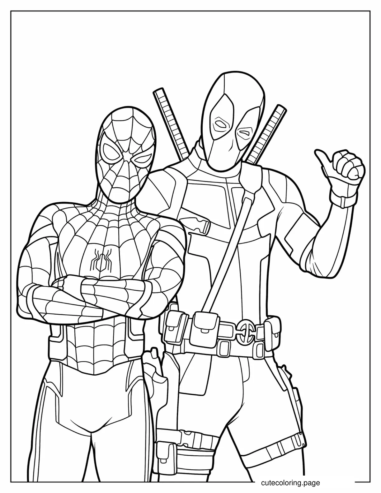 Coloring Page Of Spider Man And Deadpool coloring page