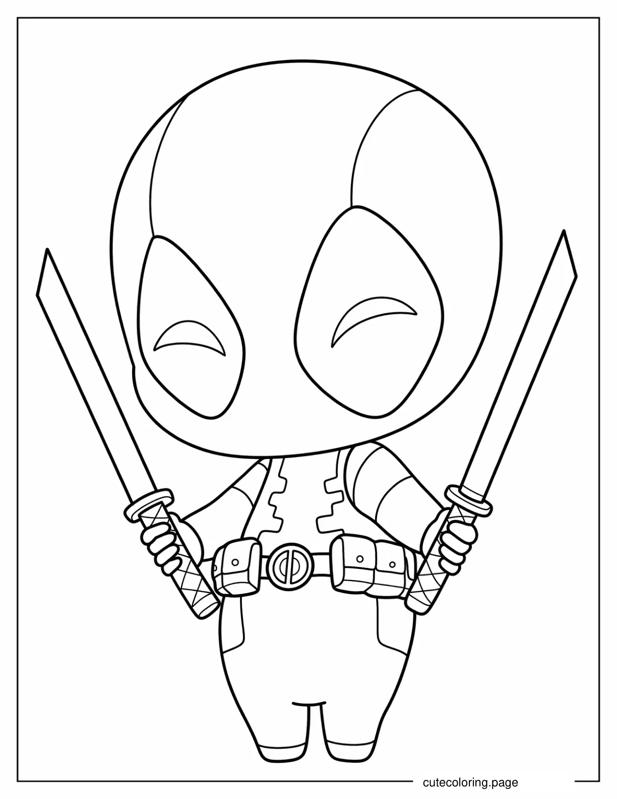 Cute Chibi Deadpool coloring page