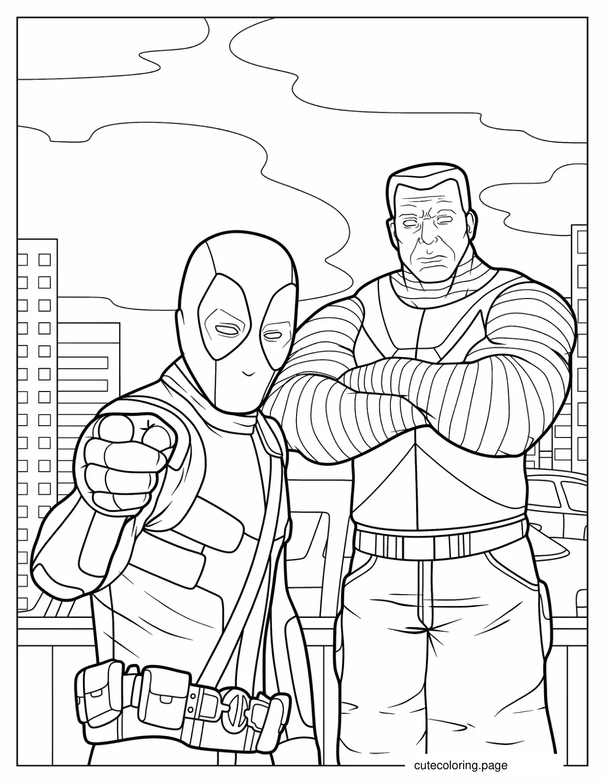 Deadpool And Colossus To Color coloring page