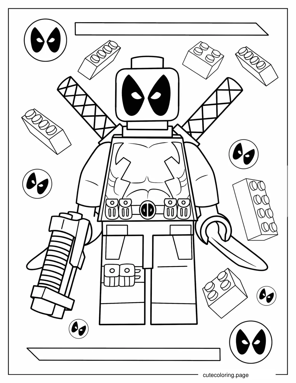 Lego Deadpool Coloring Sheet For Kids coloring page