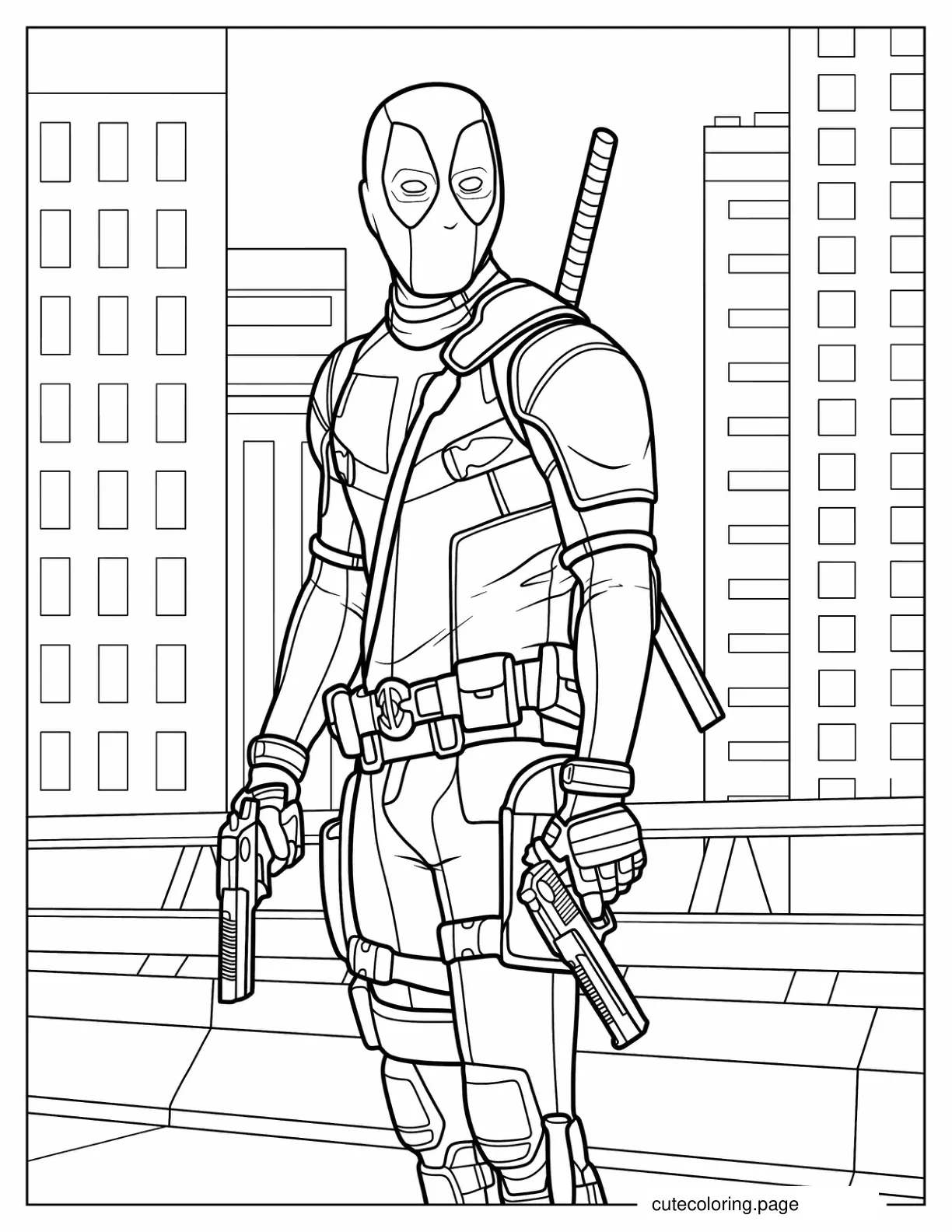 Realistic Deadpool Coloring Page coloring page