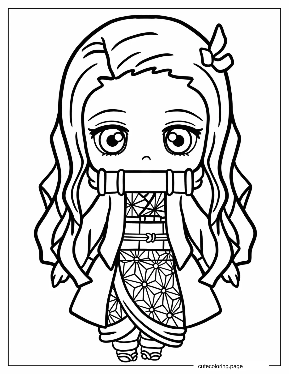 Chibi Nezuko Coloring In For Preschoolers coloring page