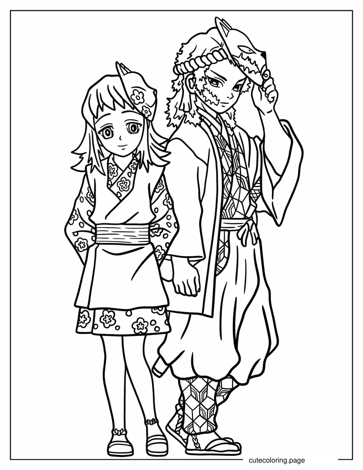 Coloring Sheet Of Sabito And Makomo coloring page