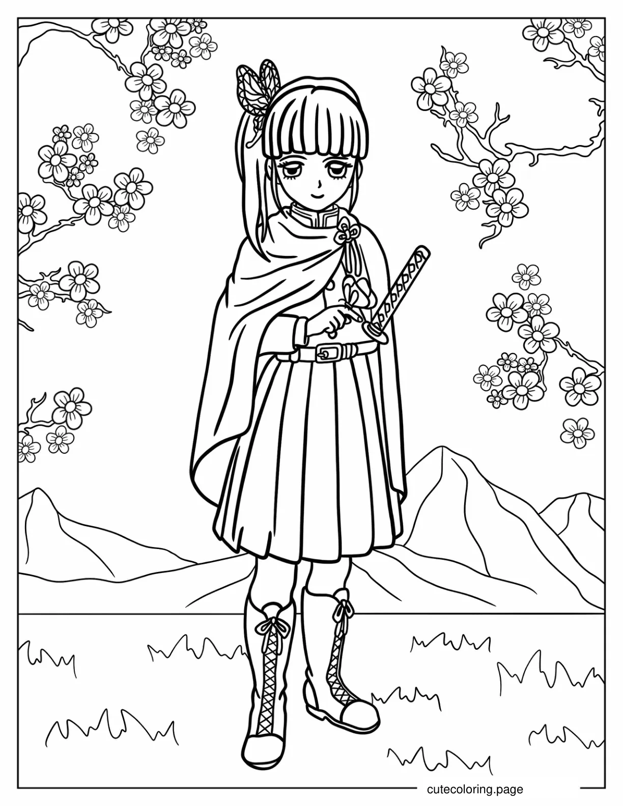 Cute Kanao Tsuyuri Coloring Sheet coloring page