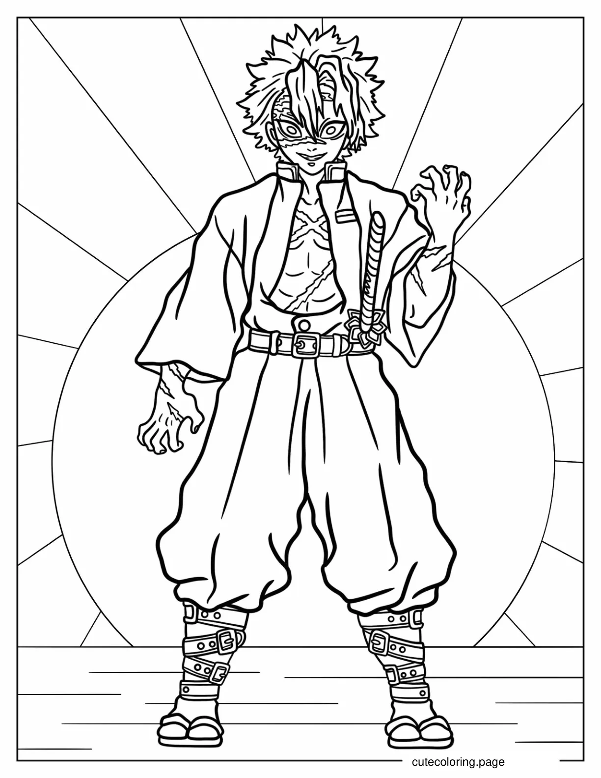 Demon Slayer Sanemi Coloring Sheet coloring page