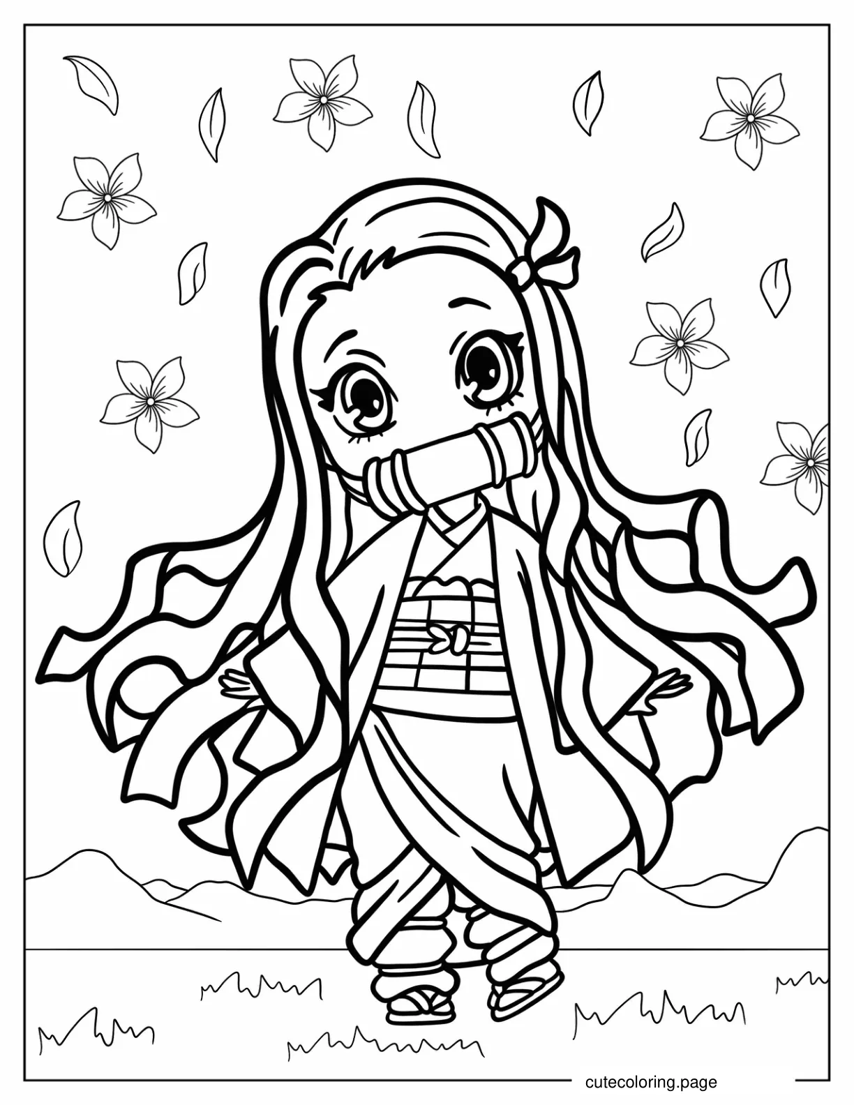 Easy Nezuko Coloring In For Preschoolers coloring page