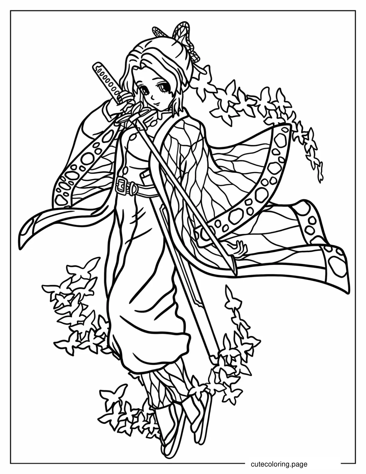 Easy Outline Of Shinobu Kocho Coloring In coloring page