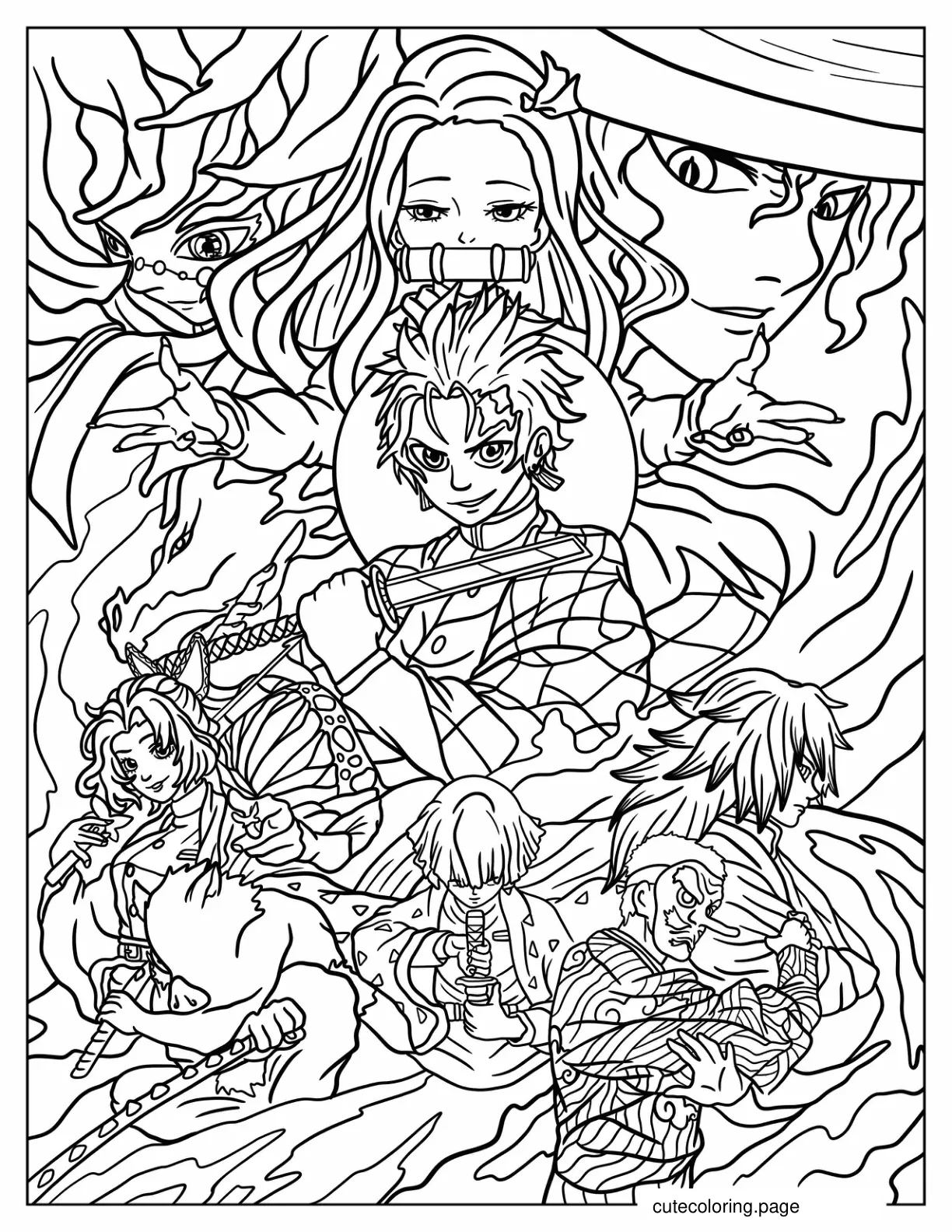 Full Page Demon Slayer Coloring Sheet coloring page