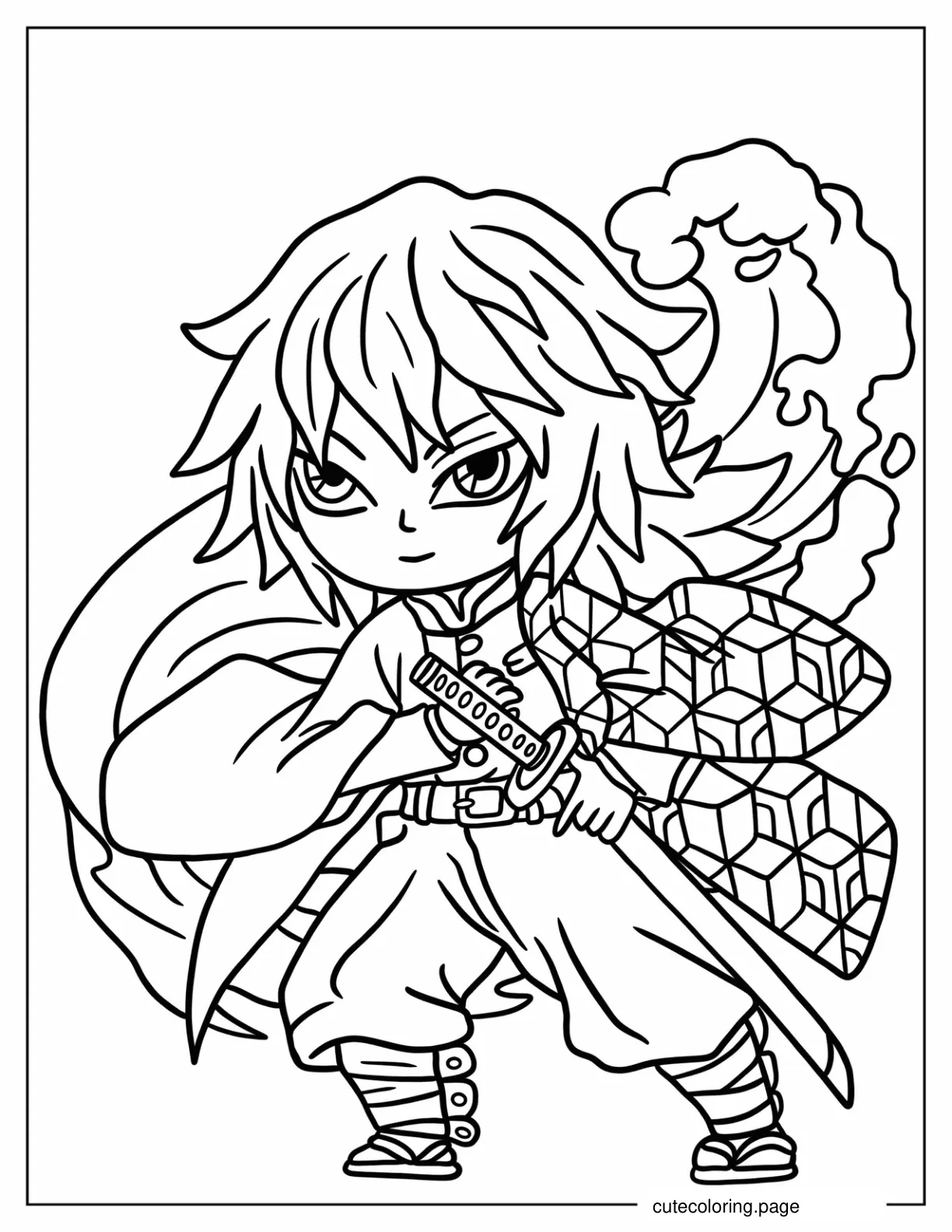 Giyu Tomioka Coloring In For Preschoolers coloring page