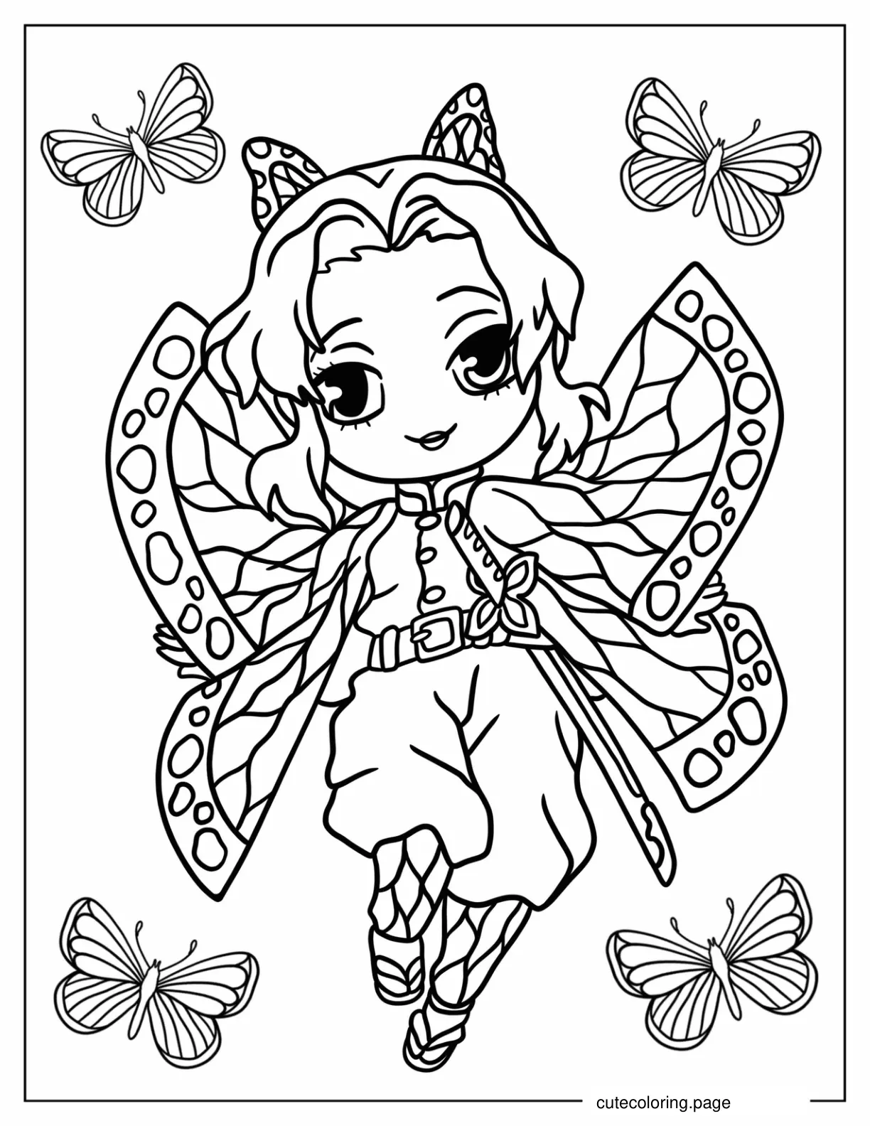 Kawaii Chibi Shinobu Kocho Coloring Sheet coloring page