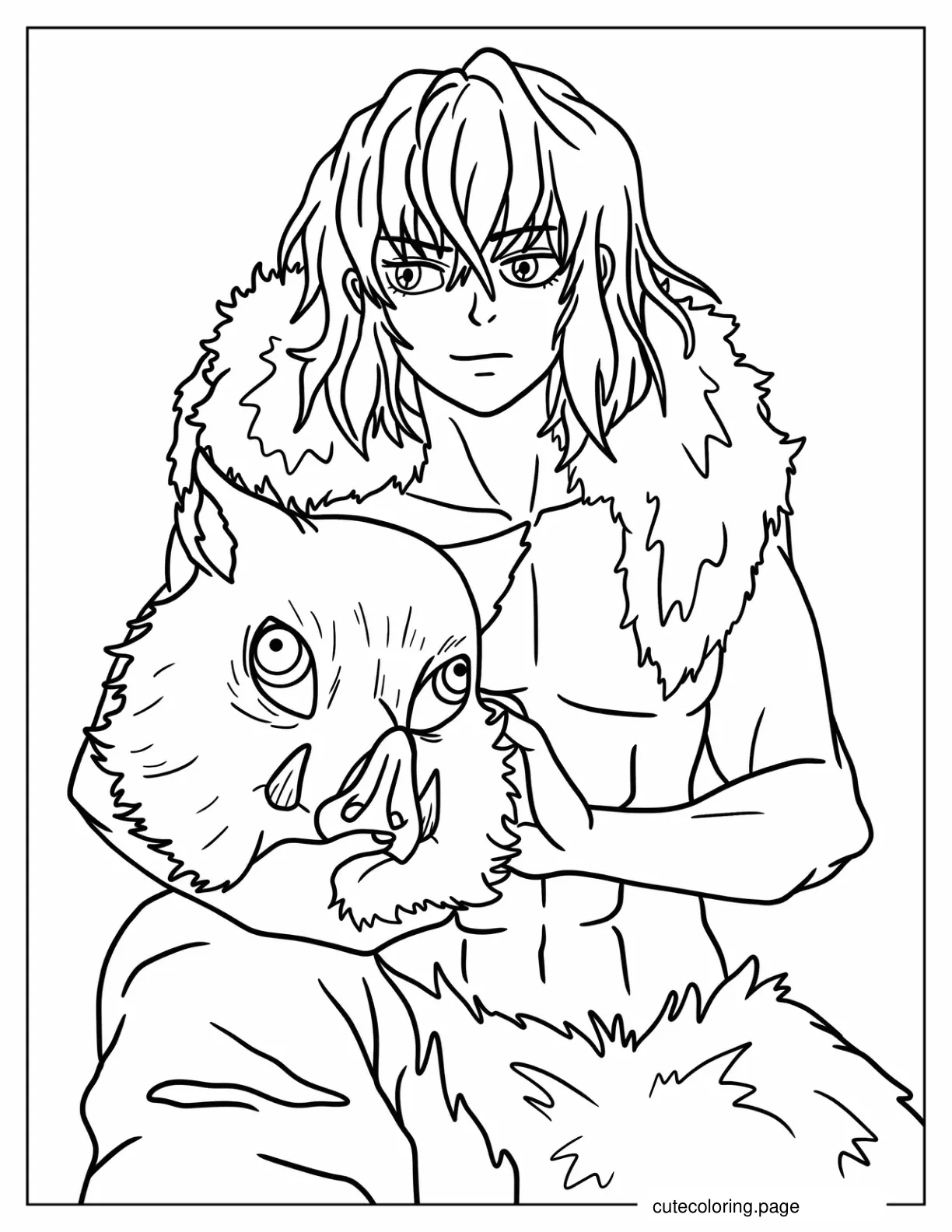 Simple Outline Of Inosuke Hashibira coloring page