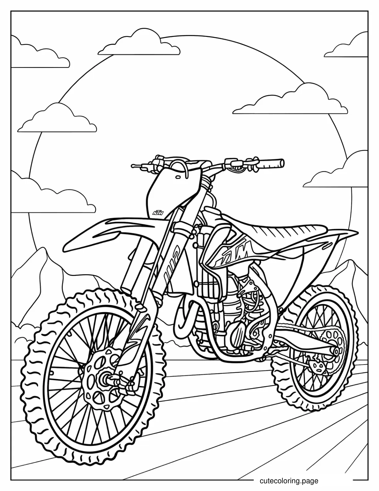 Coloring Page Of KTM Motocross Dirt bike coloring page