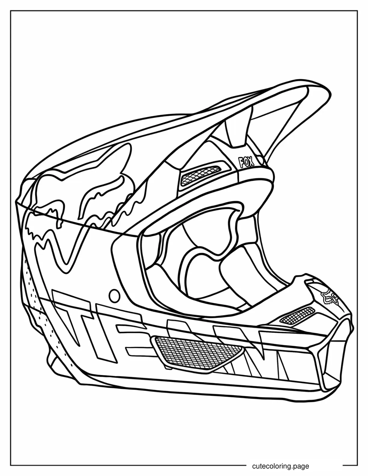 Detailed Fox Racing Dirt Bike Helmet coloring page