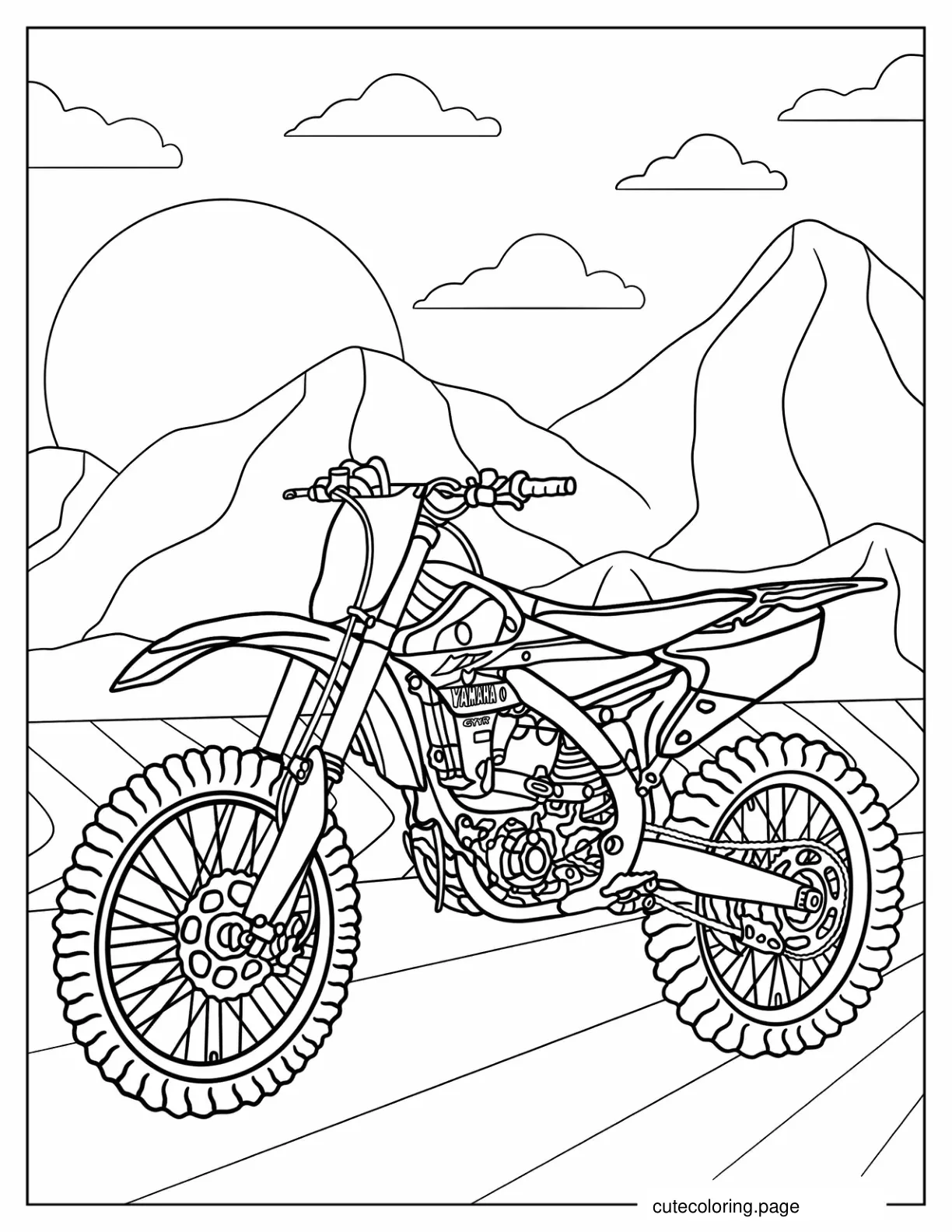 Detailed Yamaha YZ450F Dirt Bike Coloring Page coloring page