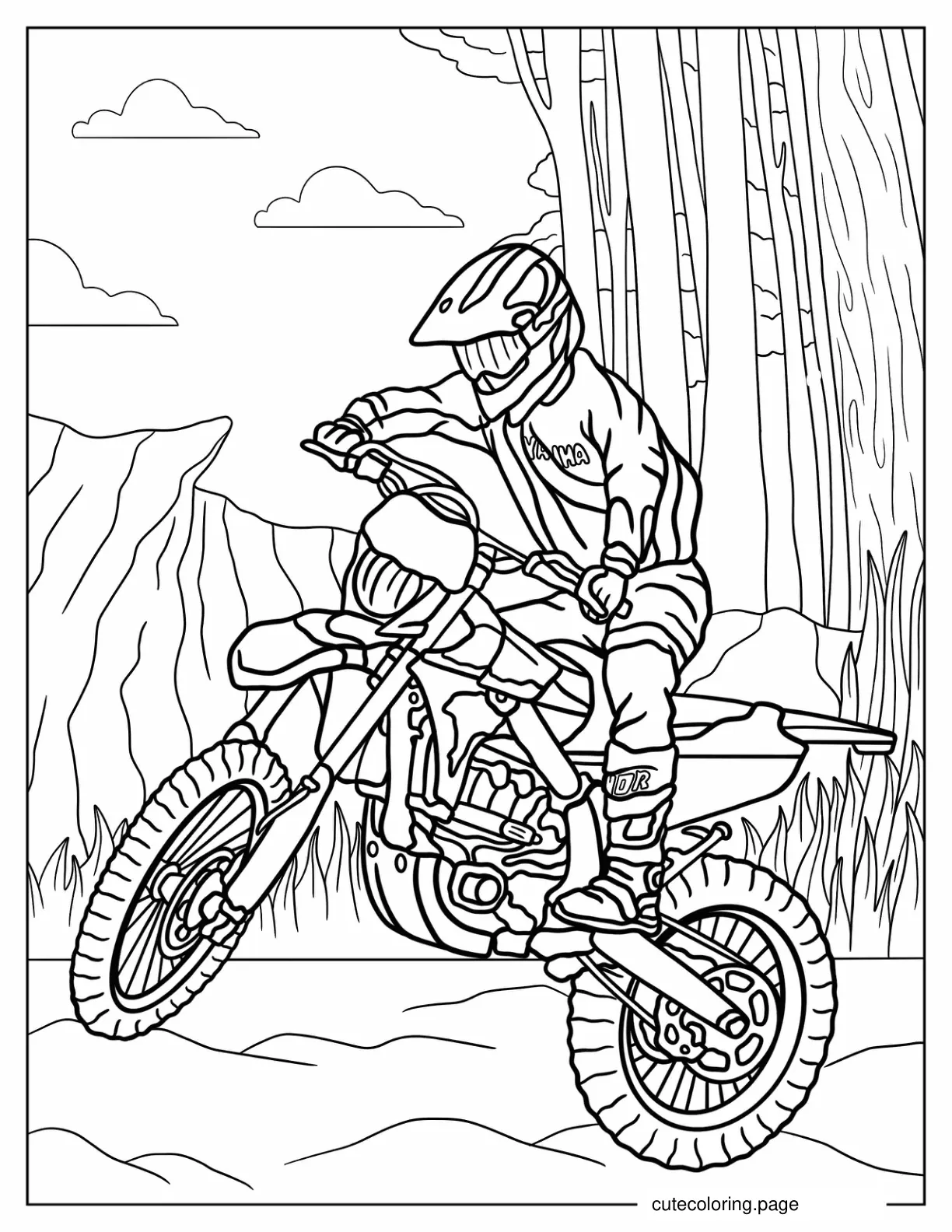 Easy Rider On Dirt Bike Coloring Page For Kids coloring page