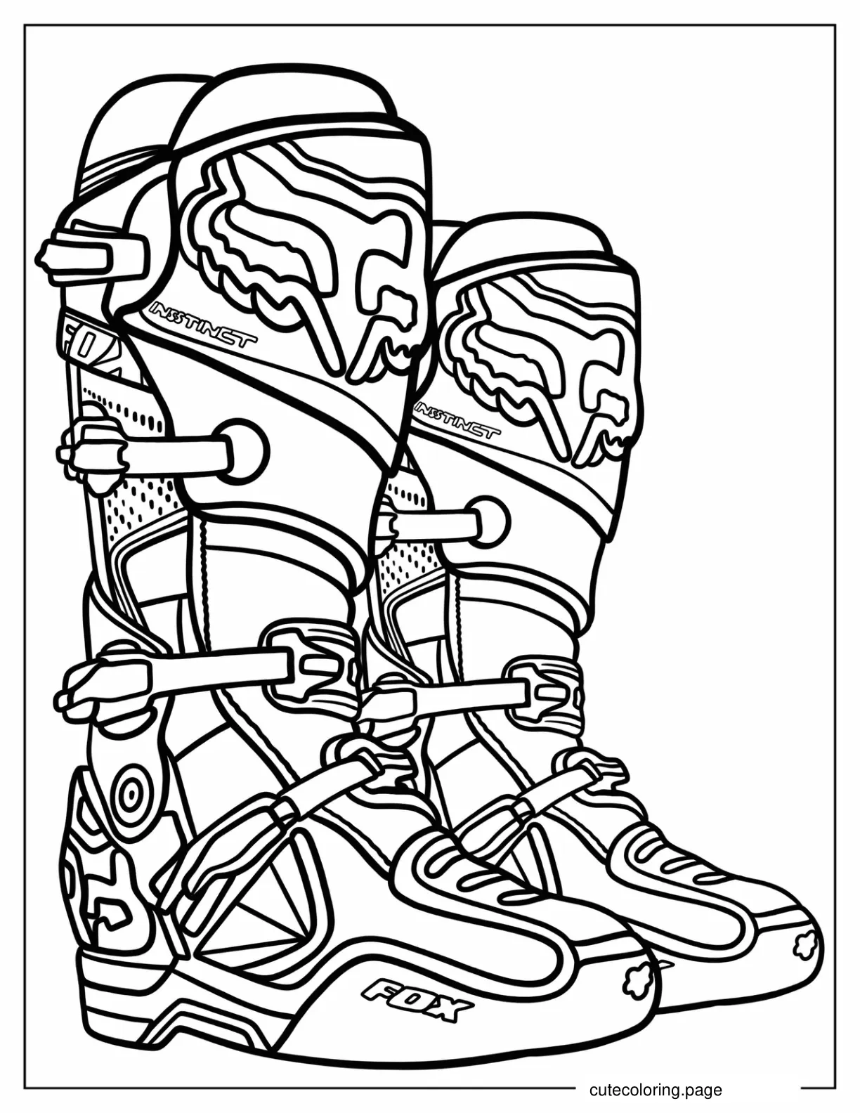 Fox Instinct Boot For Dirt Bike Riders Coloring Sheet coloring page