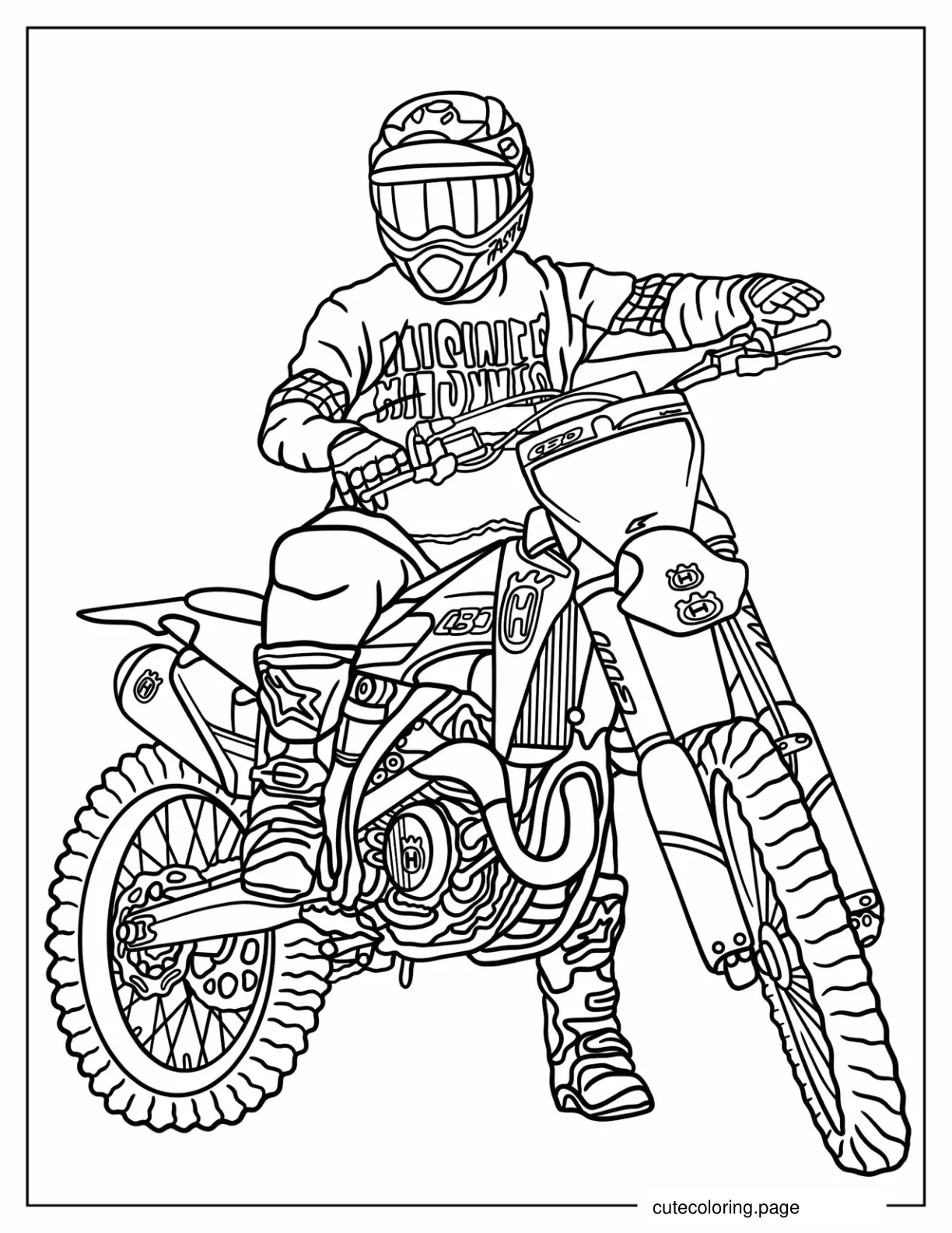 Motocross Rider On Husqvarna Dirt Bike coloring page