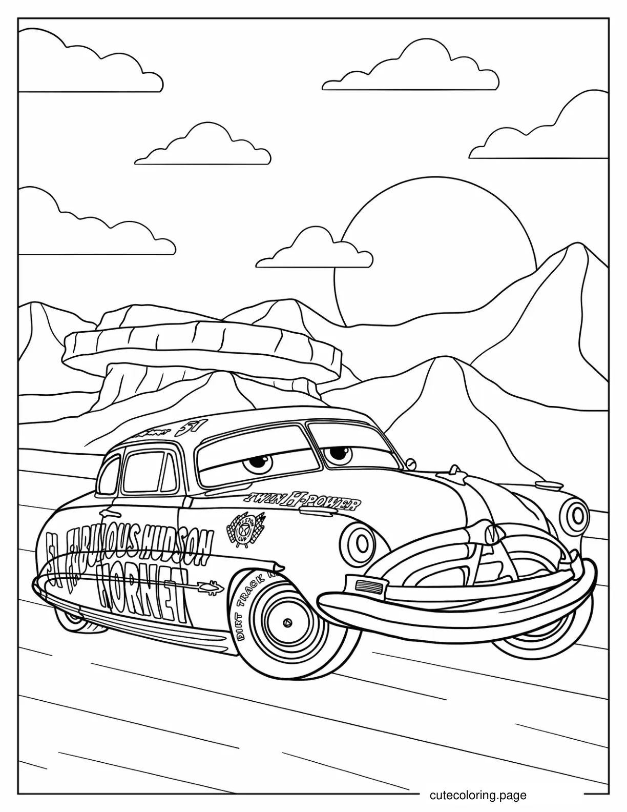 Doc Hudson In The Desert Colorig Sheet coloring page